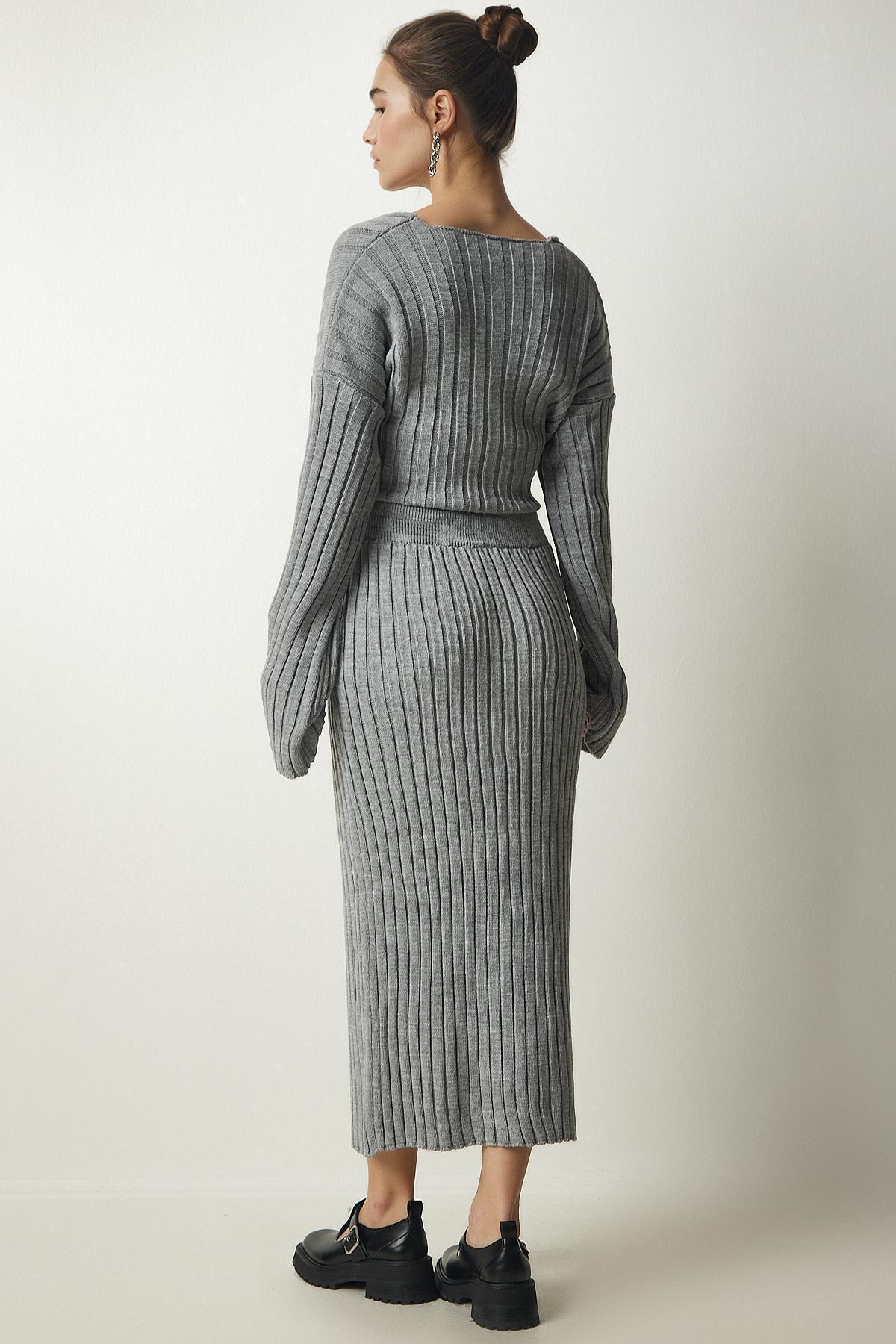 Happiness Istanbul - Grey Ribbed Co-Ord Set