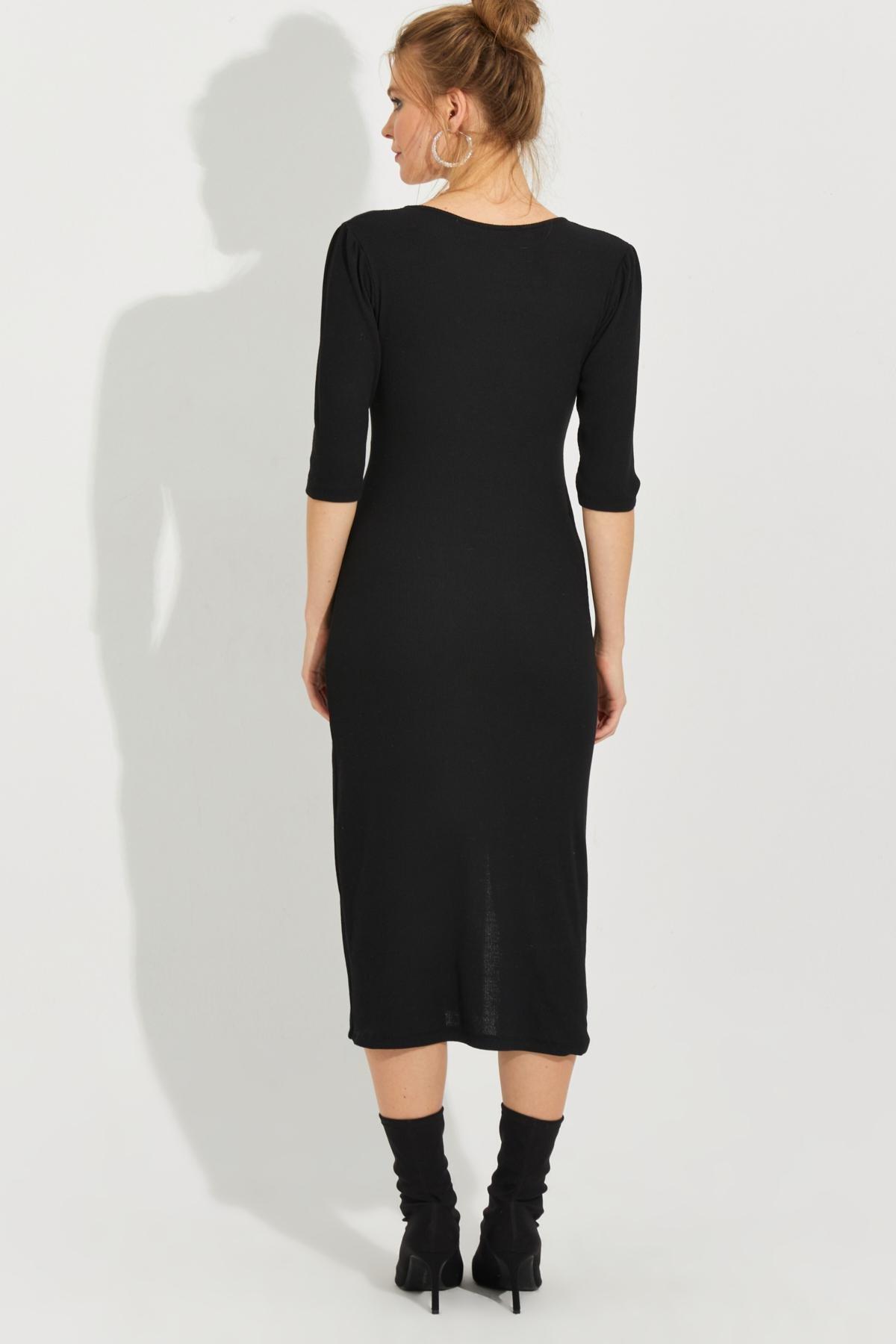 Womens Black Slit Camisole Midi Dress Y?2497, single, , large image number 5