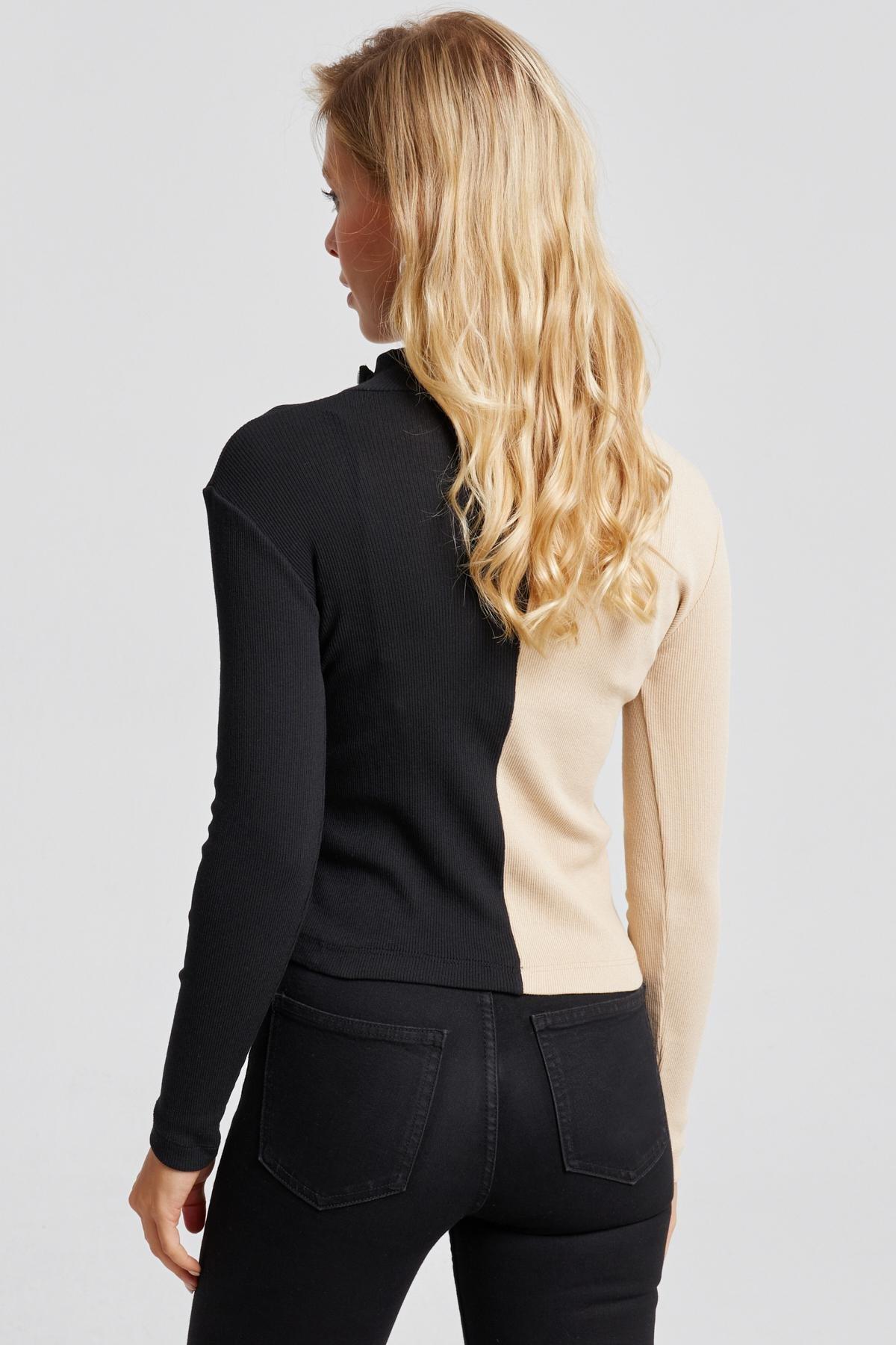 Multicolour Colour Block Camisole Blouse, VANILLA-BLACK, large image number 1