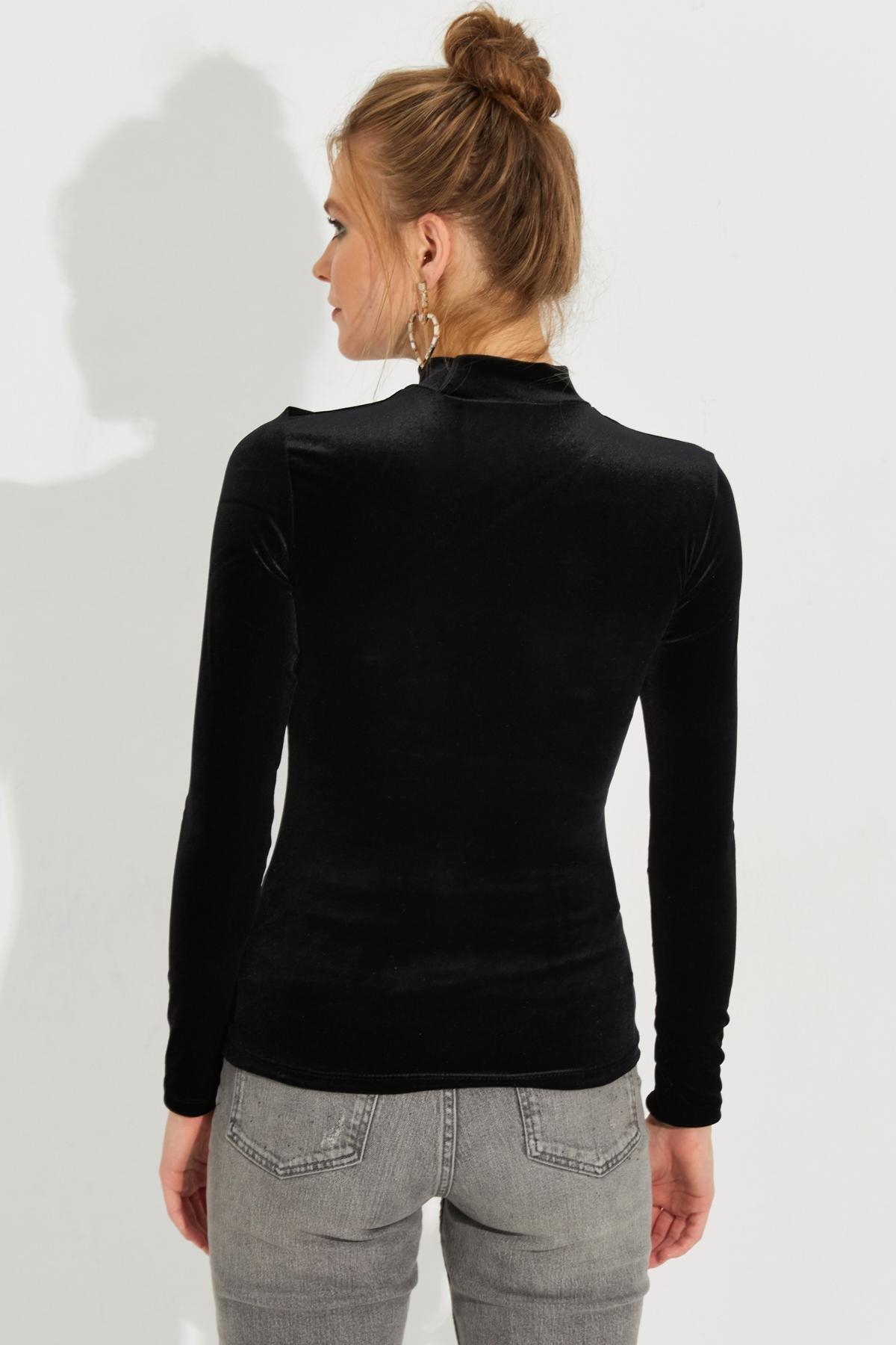 بلوزة مخمل، أسود, BLACK, large image number 1