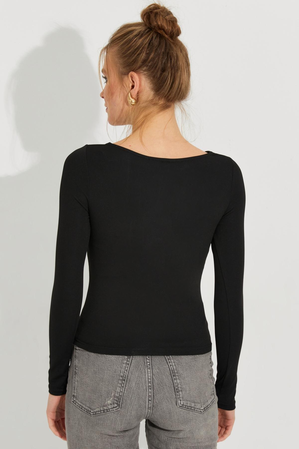 Womens Black Window Blouse CY438, single, , large image number 0