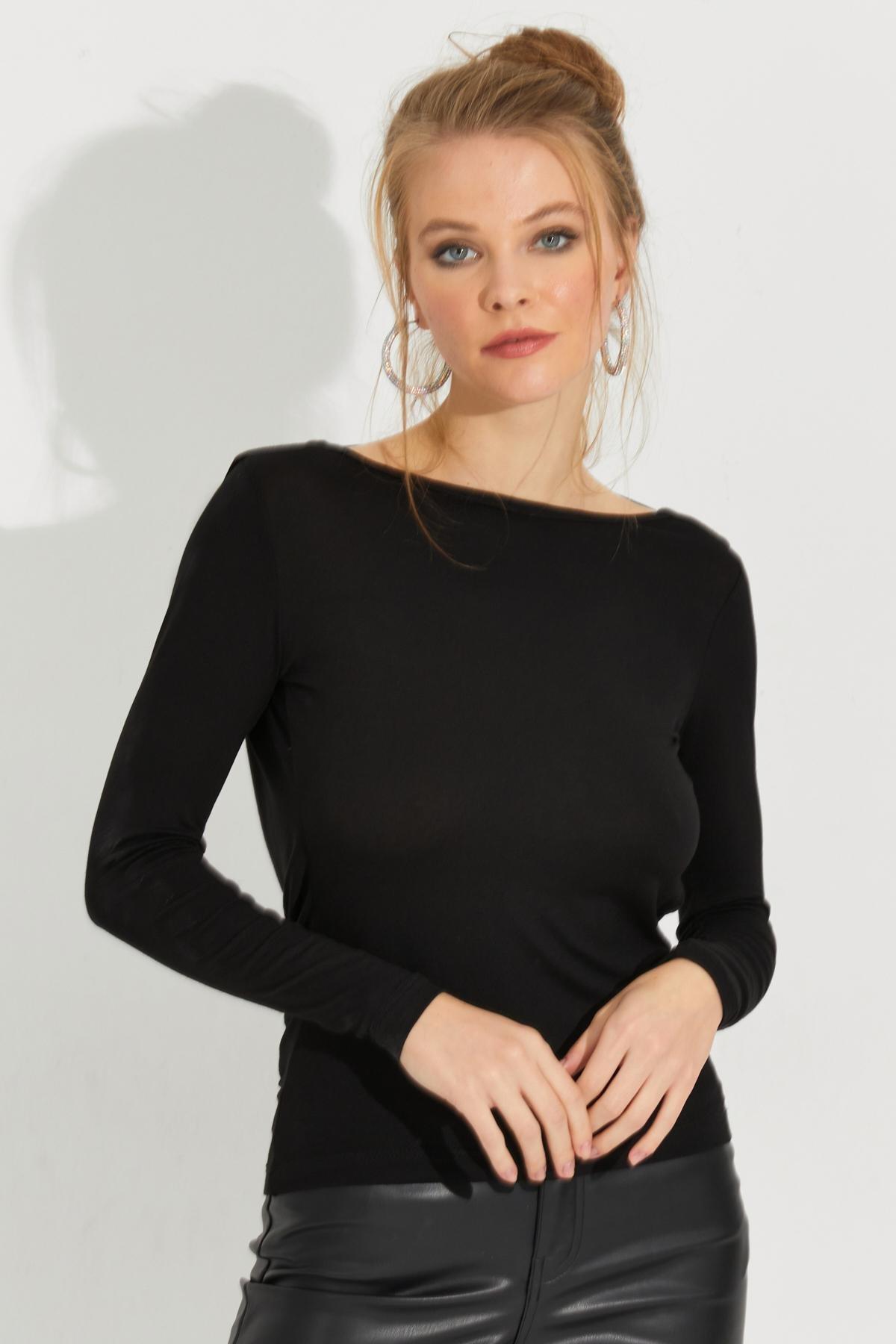 Black Open Back Blouse, , large image number 4