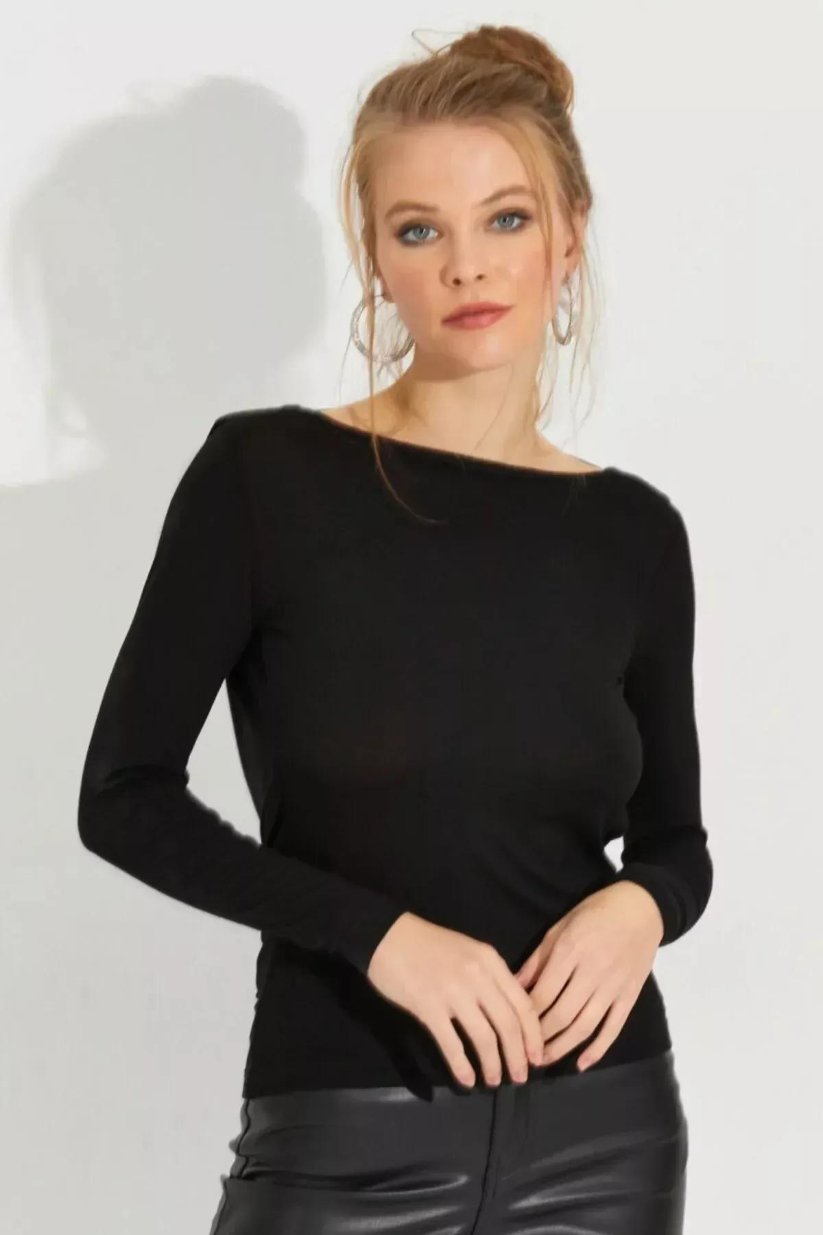 Black Open Back Blouse, , large image number 9