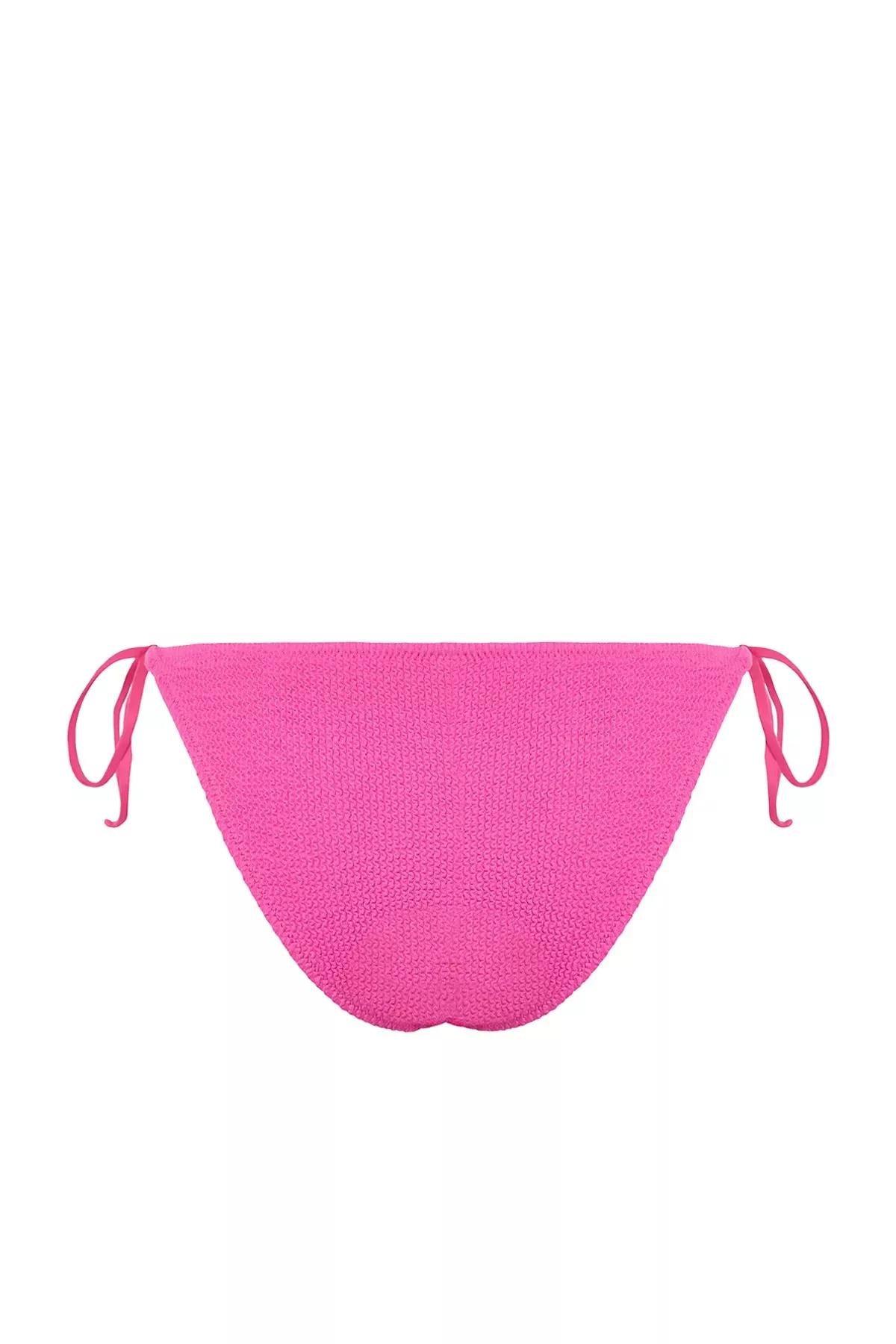 Pink Tie-Up Textured Bikini Bottom, , large image number 5