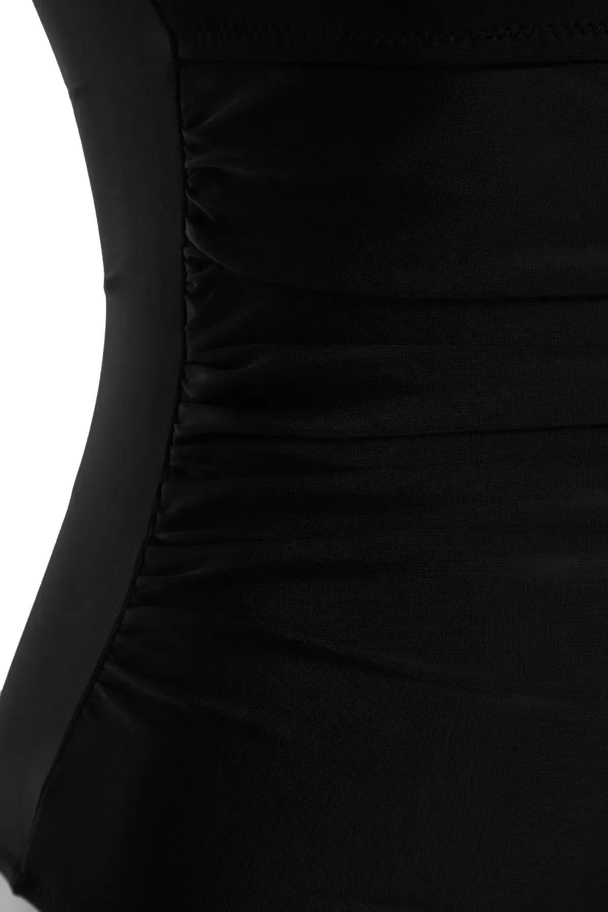 Black Square Collar Swimsuit, , large image number 5