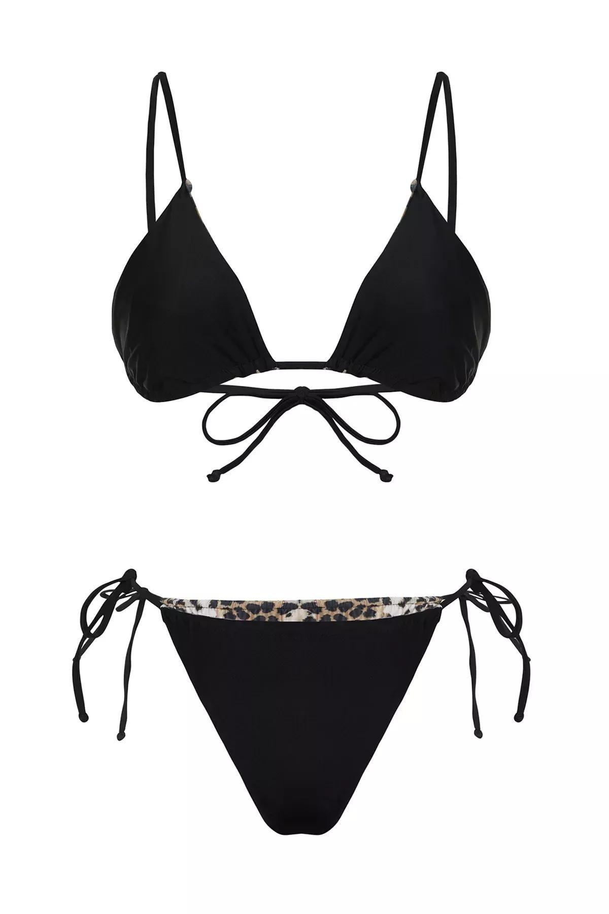 Multicolour Patterned Triangle Reversible Bikini Set, Brown-Multicolor, large image number 7