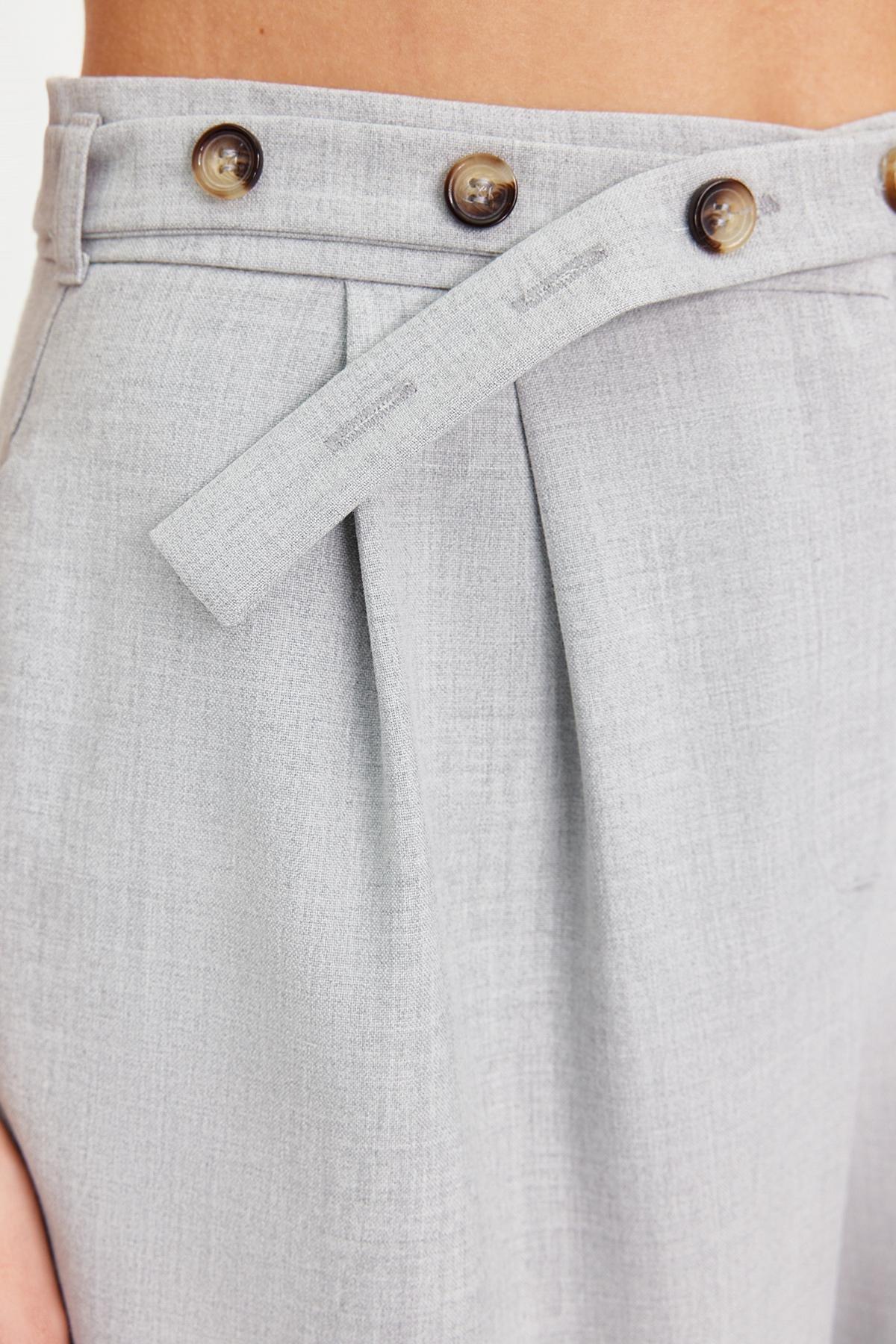 Trendyol - Grey Straight Belt Detail Woven Trousers