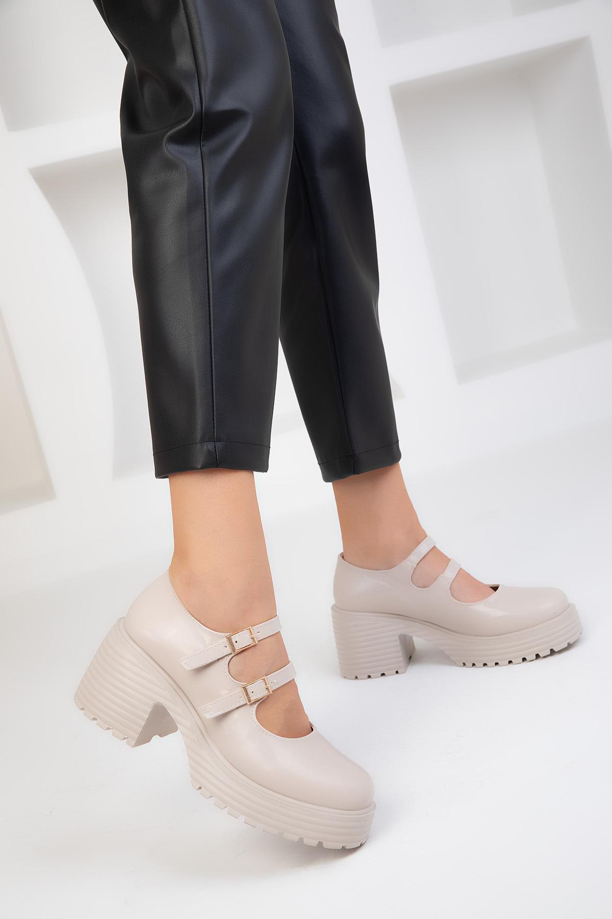 Beige Patent Leather Casual Shoes, C101_2034, large image number 1