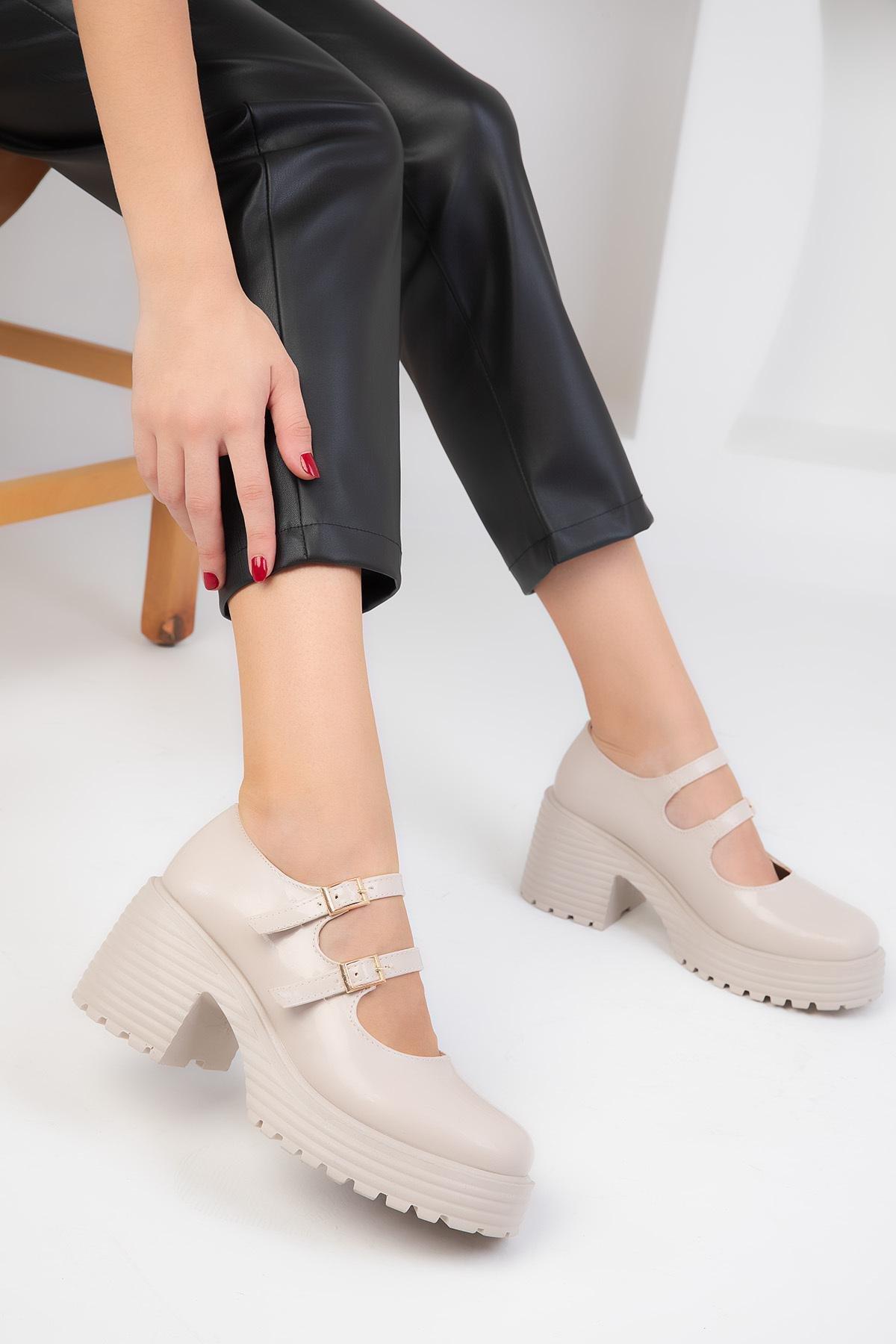 Beige Patent Leather Casual Shoes, C101_2034, large image number 4