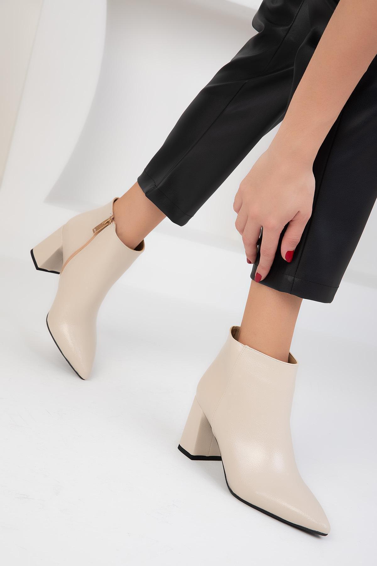 Beige Matte Patent Leather Boots, C101_2032, large image number 3