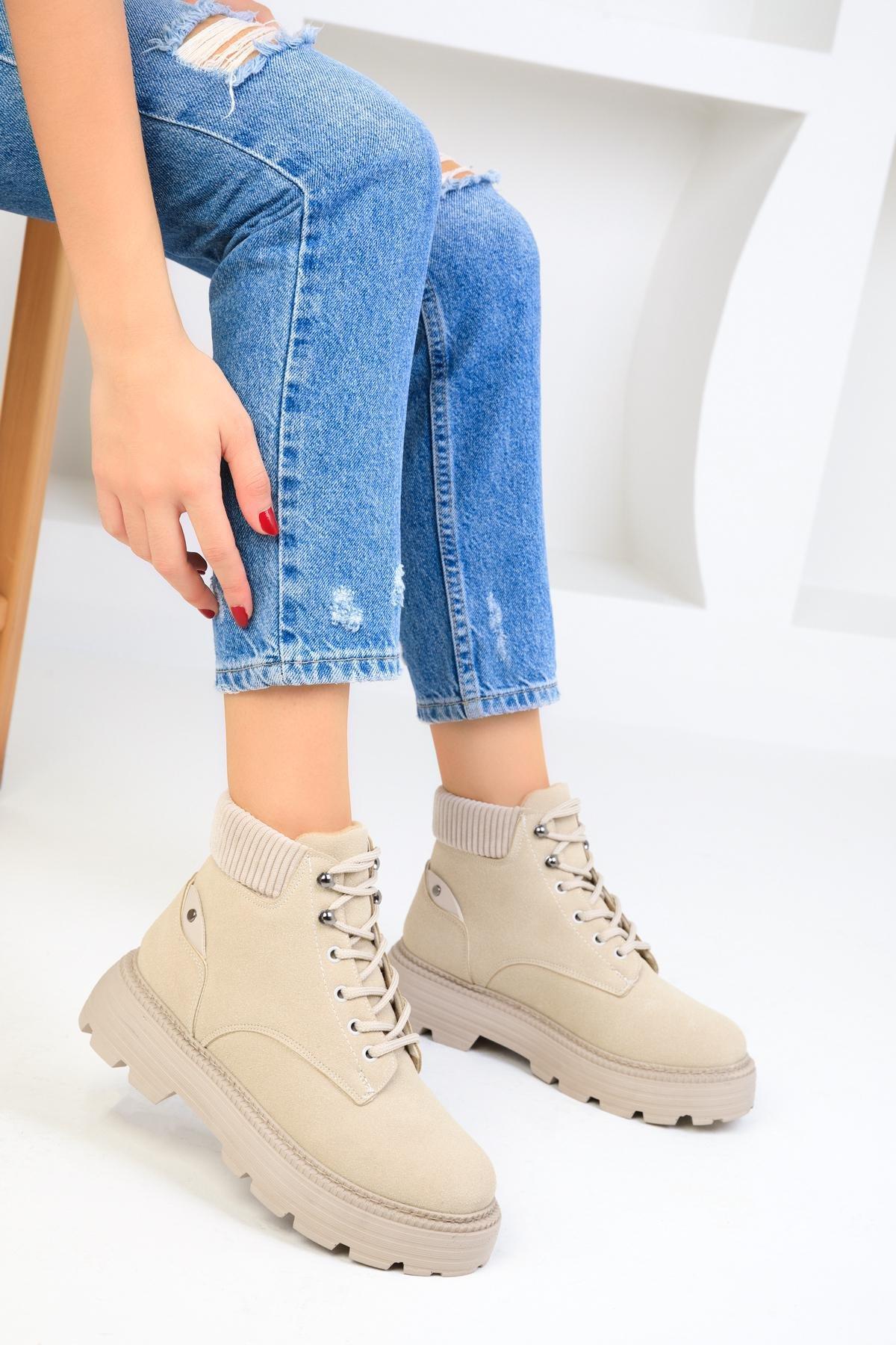 Beige Suede Boots, C101_2041, large image number 0