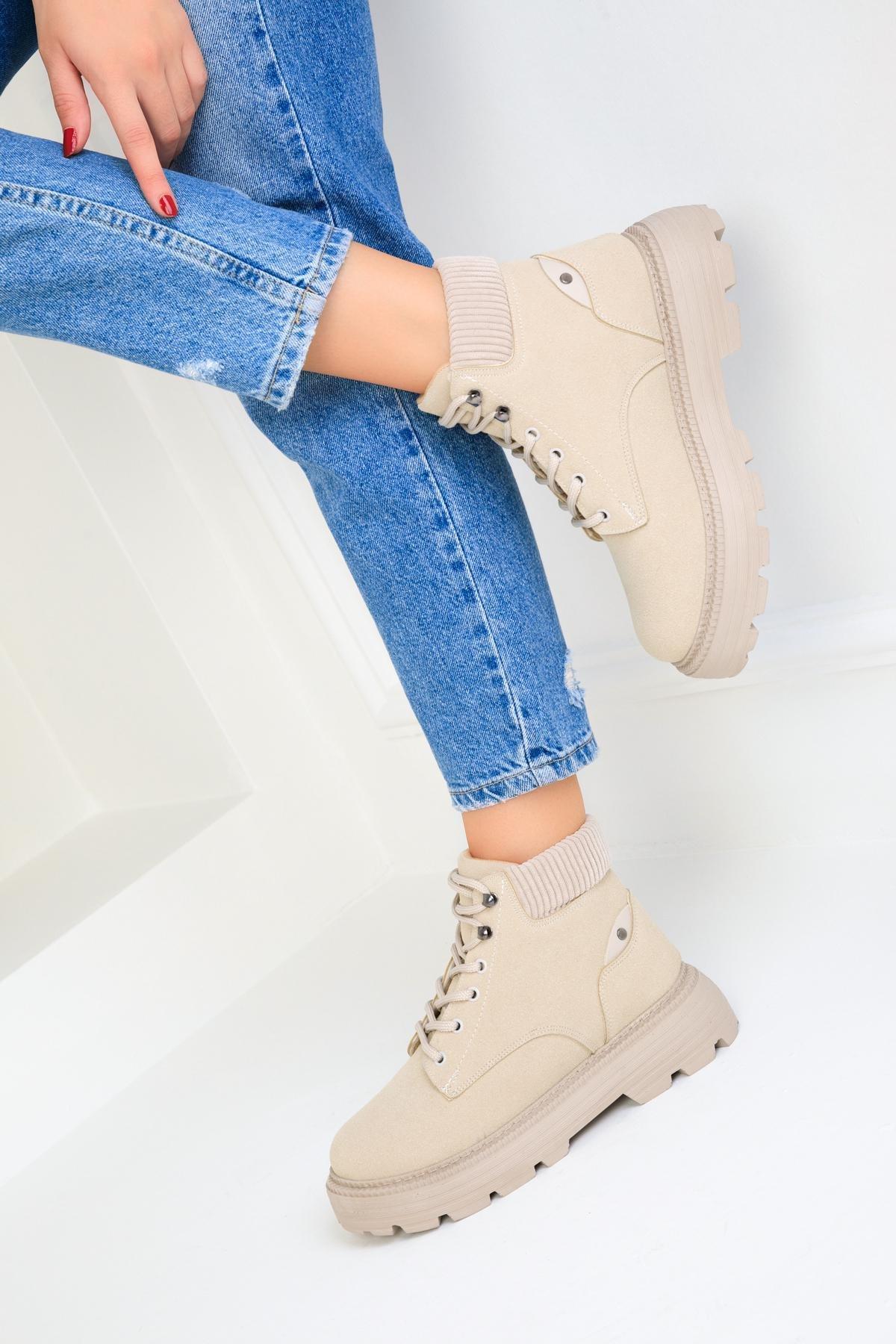 Beige Suede Boots, C101_2041, large image number 1