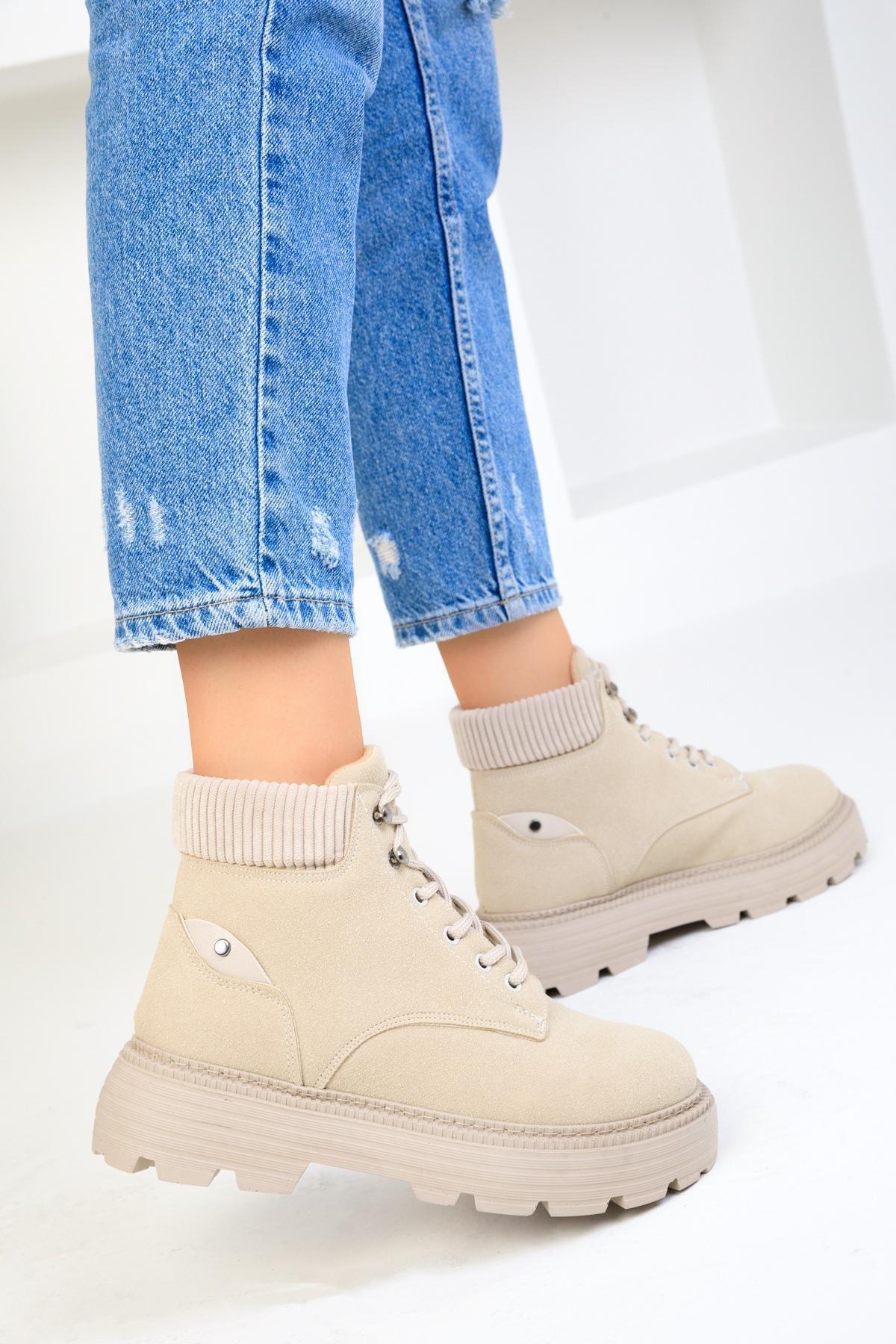 Beige Suede Boots, C101_2041, large image number 2