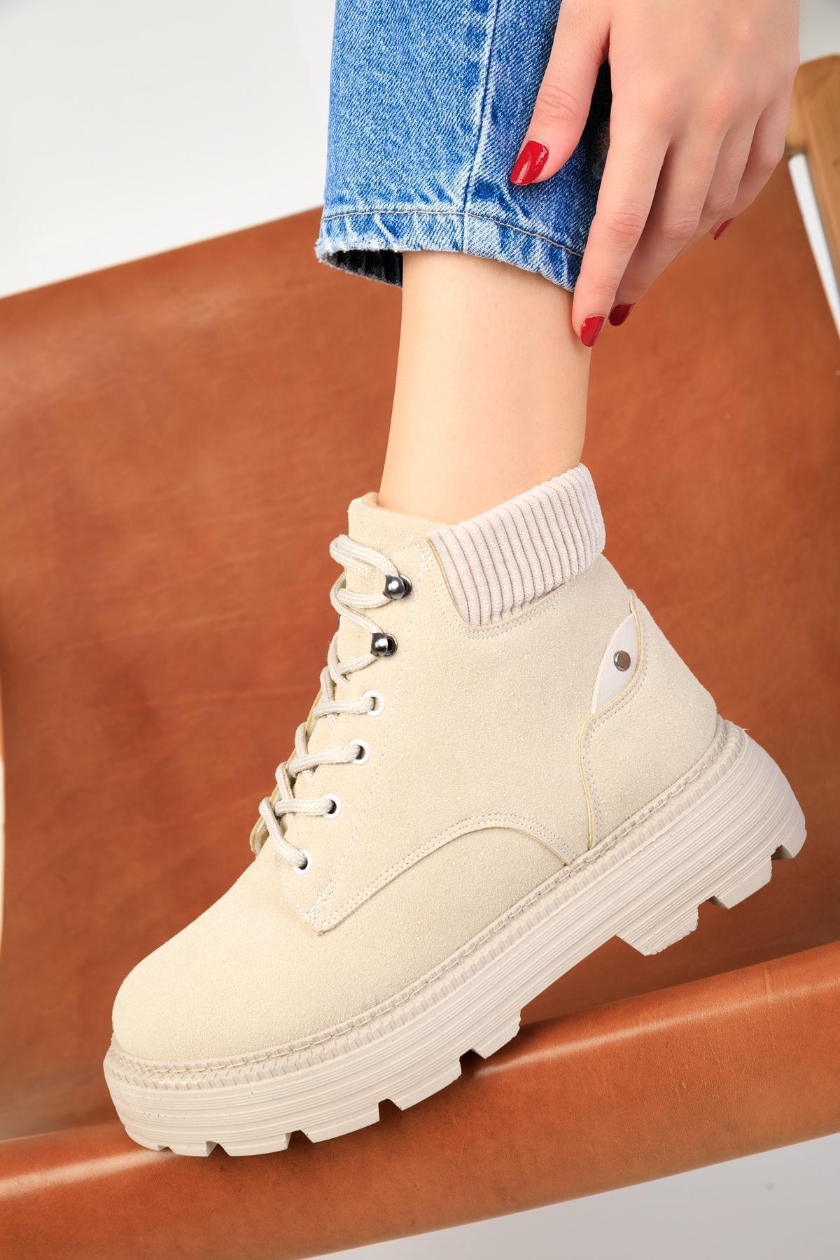 Beige Suede Boots, C101_2041, large image number 4