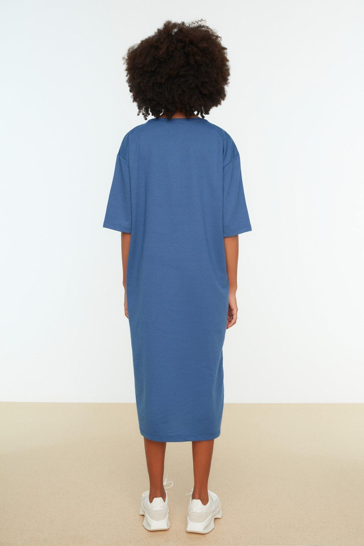 Blue Printed Shift Dress, , large image number 3