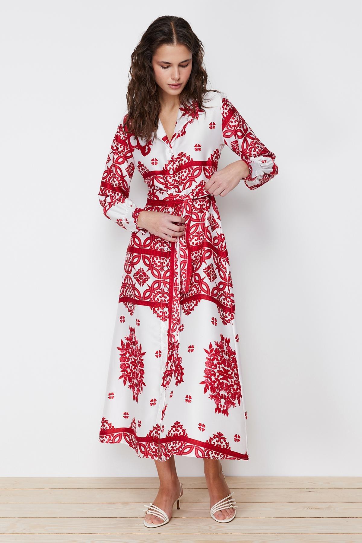 Multicolour Satin Patterned Occasion Wear Dress, , large image number 0
