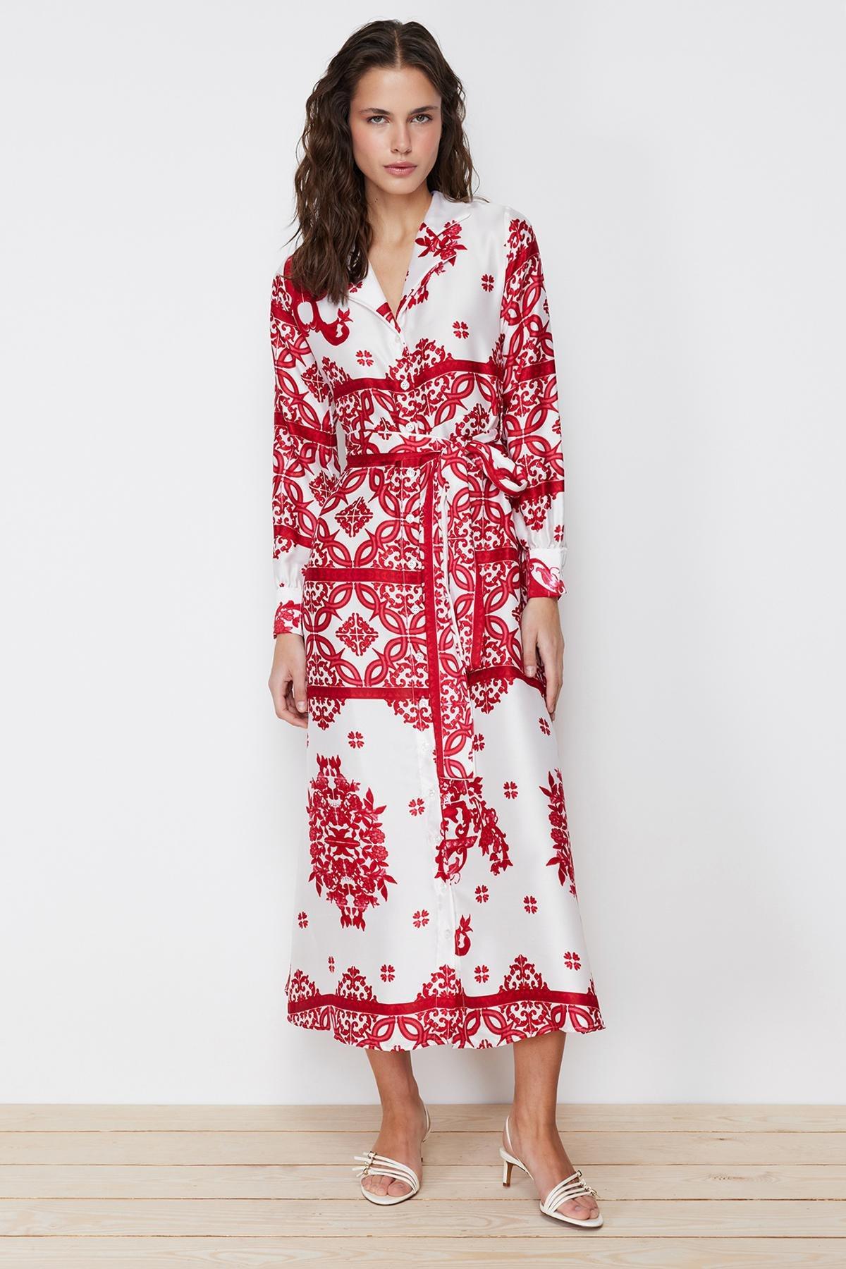 Multicolour Satin Patterned Occasion Wear Dress, , large image number 1