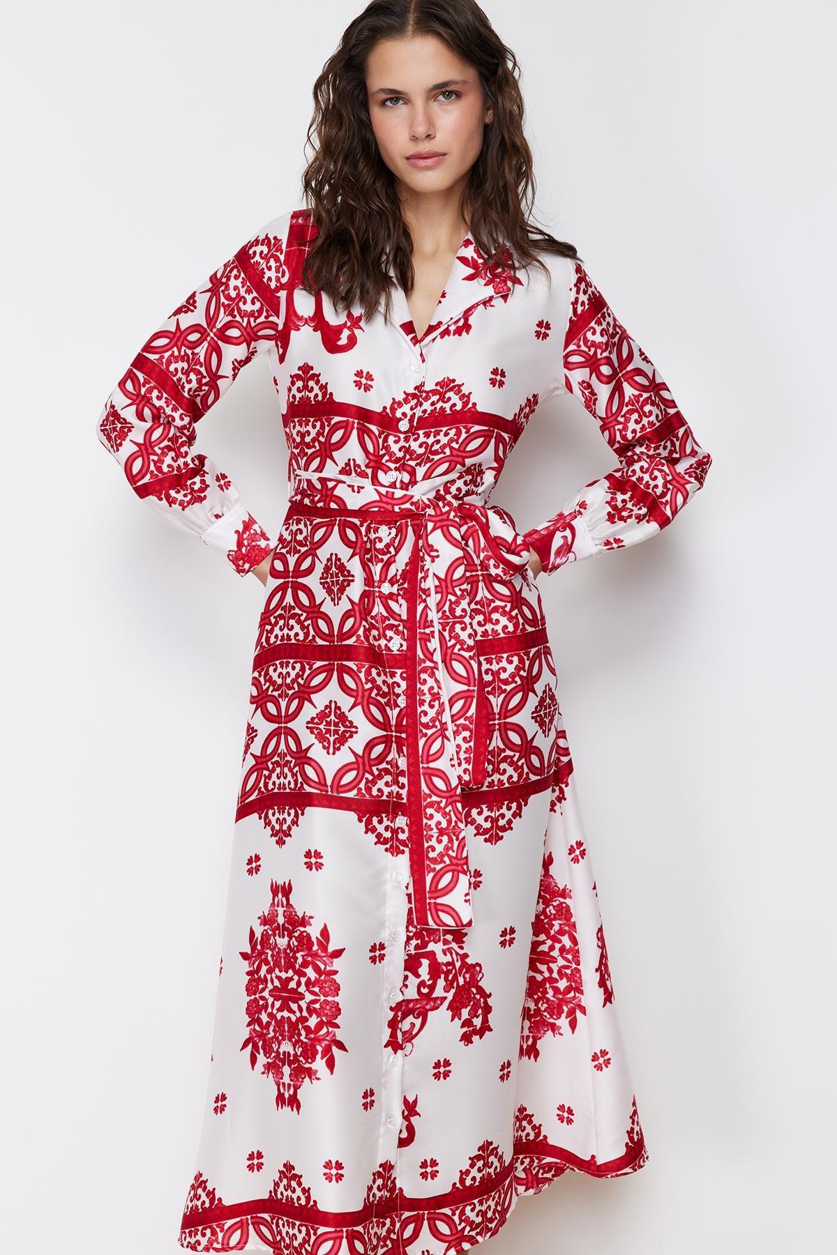 Multicolour Satin Patterned Occasion Wear Dress, , large image number 2