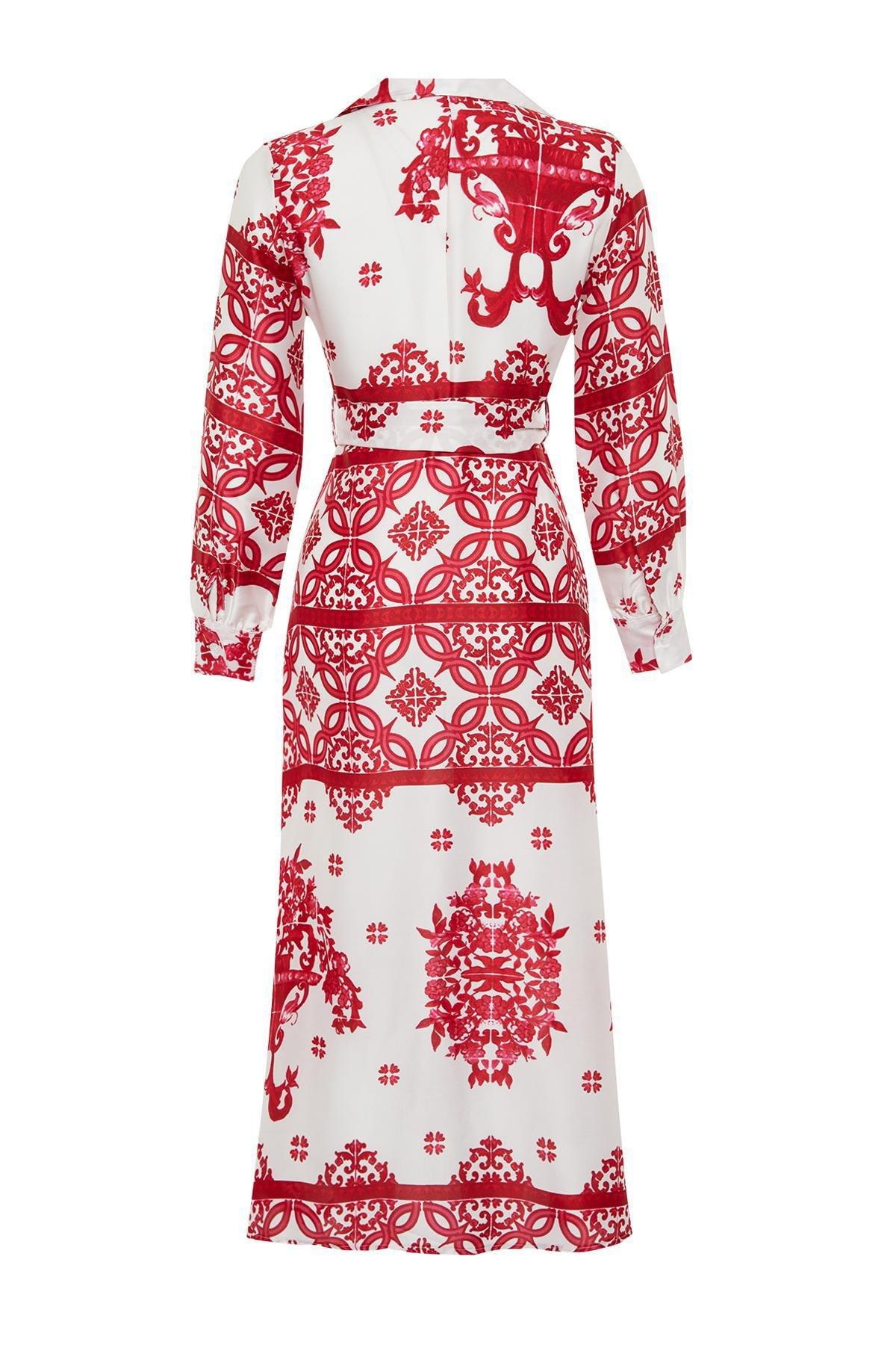 Multicolour Satin Patterned Occasion Wear Dress, , large image number 6