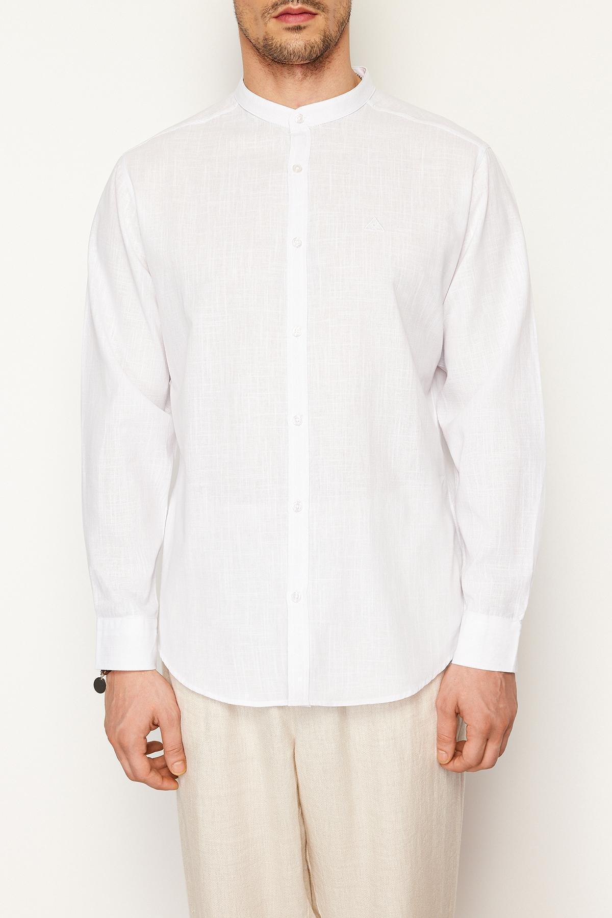 White Large Collar Embroidery Detail Shirt, , large image number 3