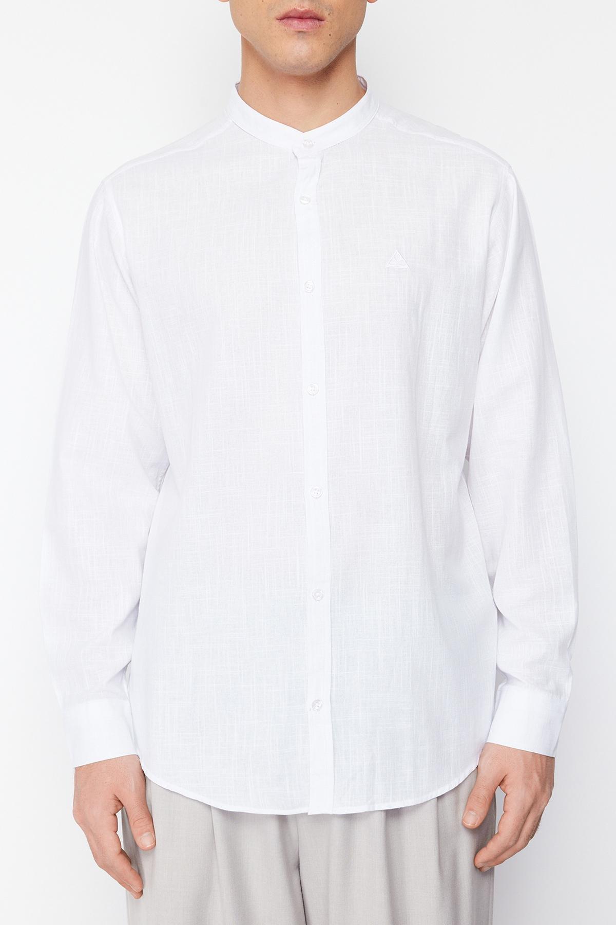White Large Collar Embroidery Detail Shirt, , large image number 6