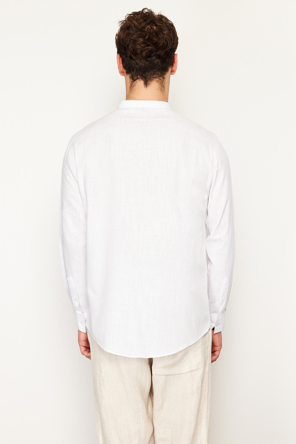 White Large Collar Embroidery Detail Shirt, , large image number 7