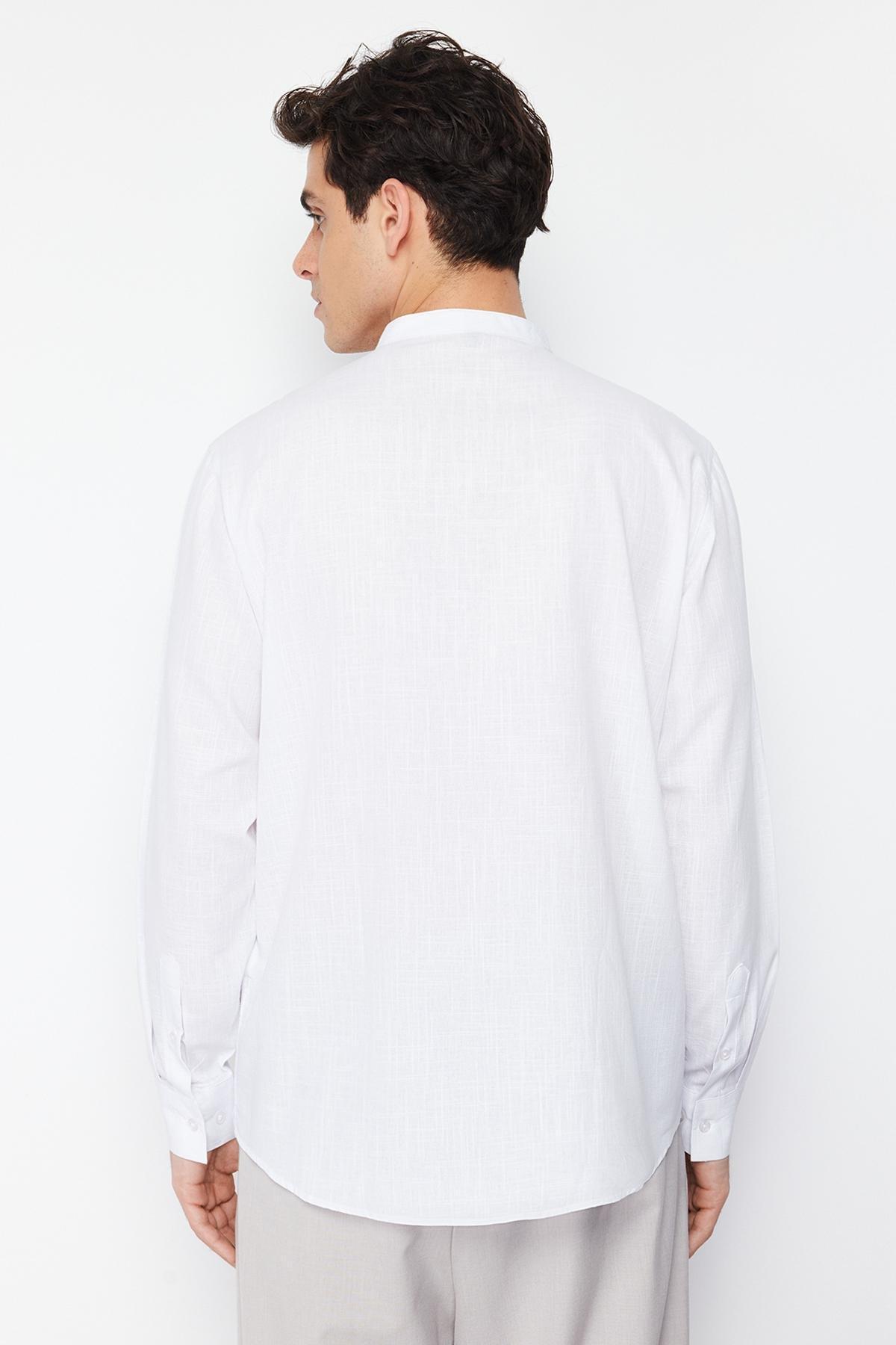 White Large Collar Embroidery Detail Shirt, , large image number 8