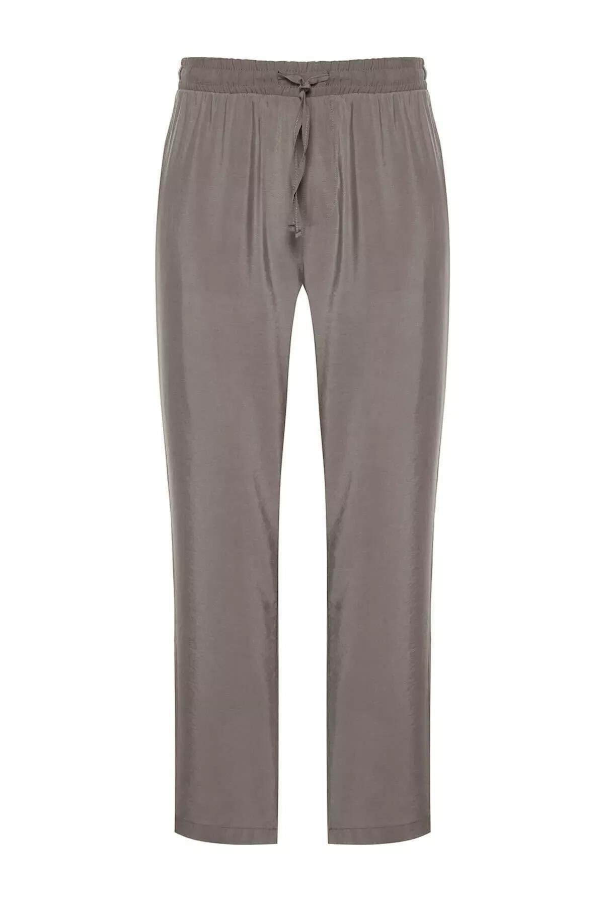 Khaki Modal Blended Trousers, , large image number 4