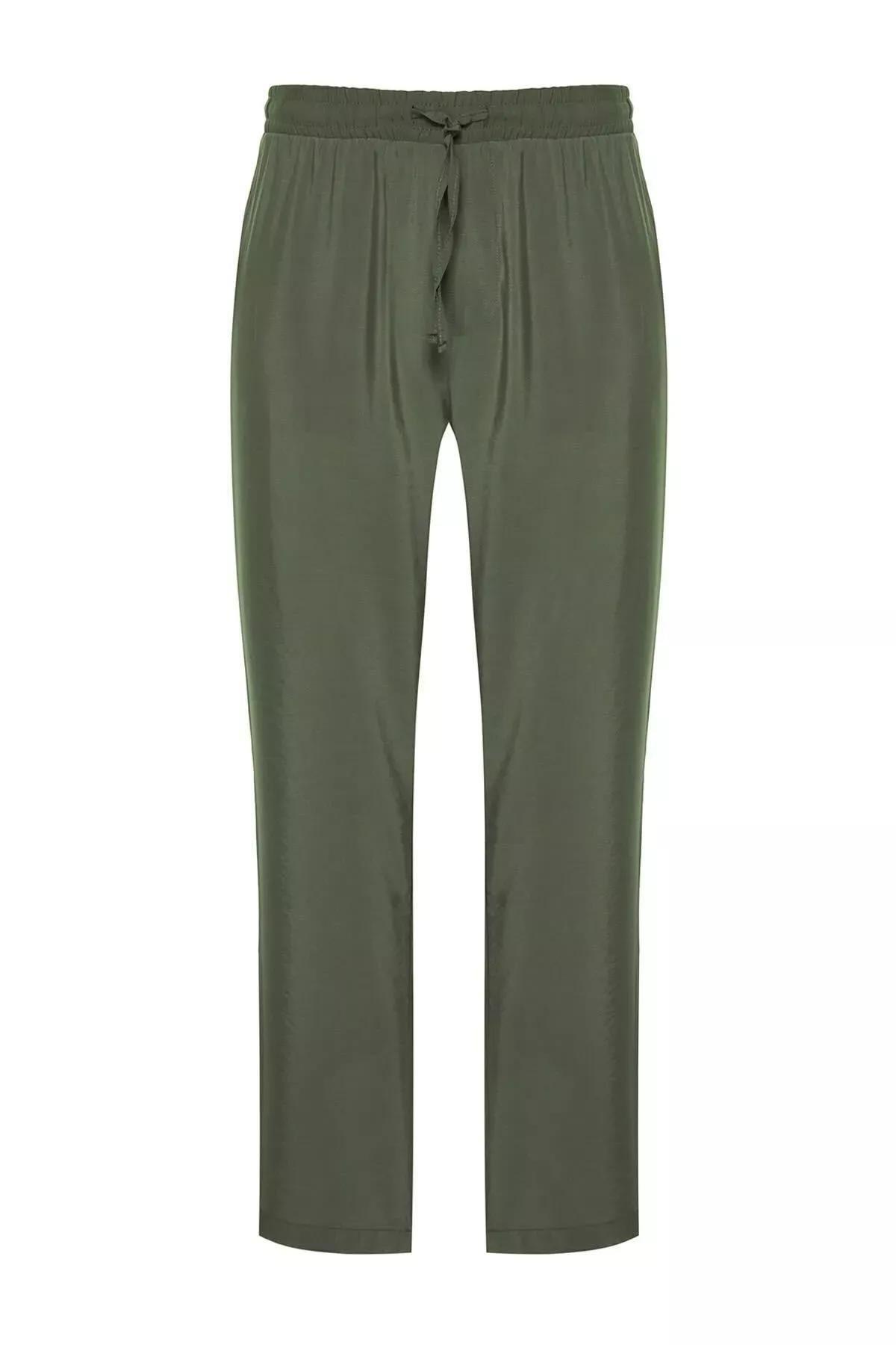 Khaki Modal Blended Trousers, , large image number 5