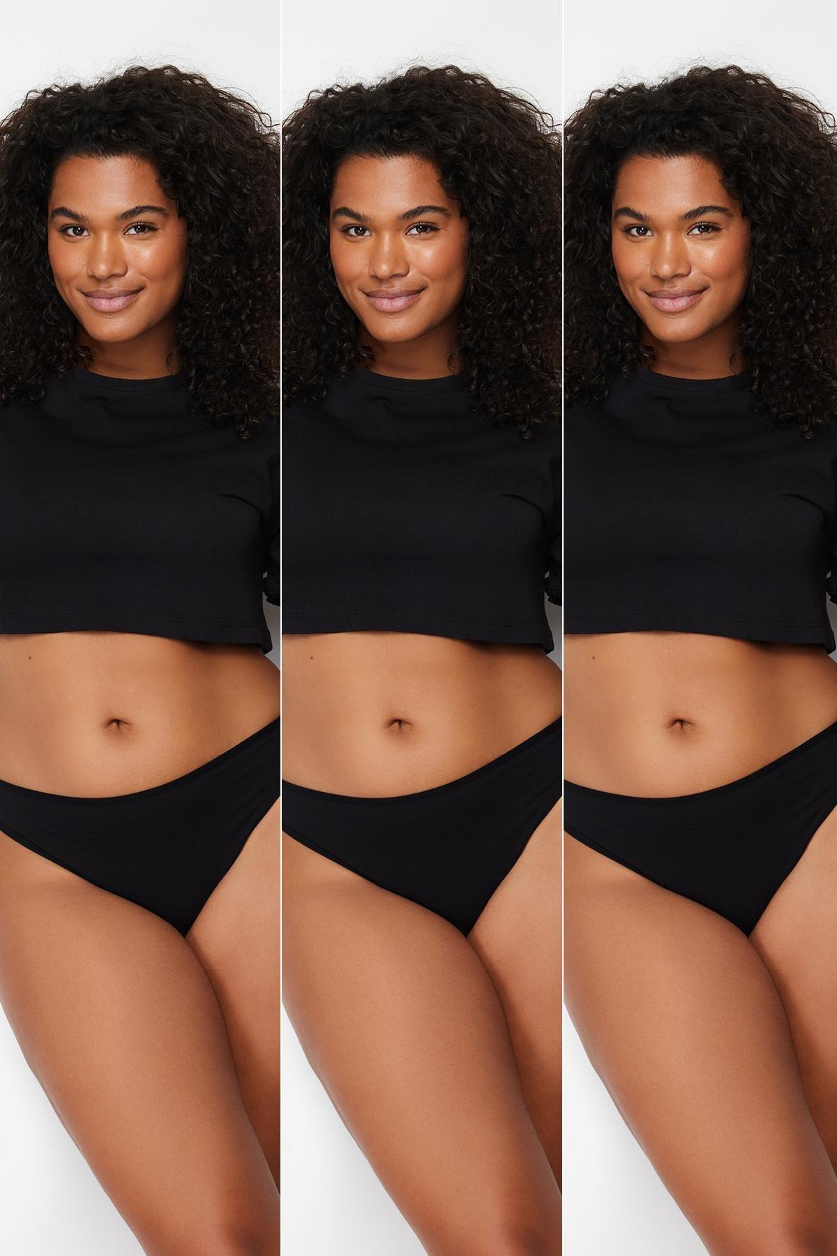 Black Plus Size Briefs , Set Of 3, , large image number 0