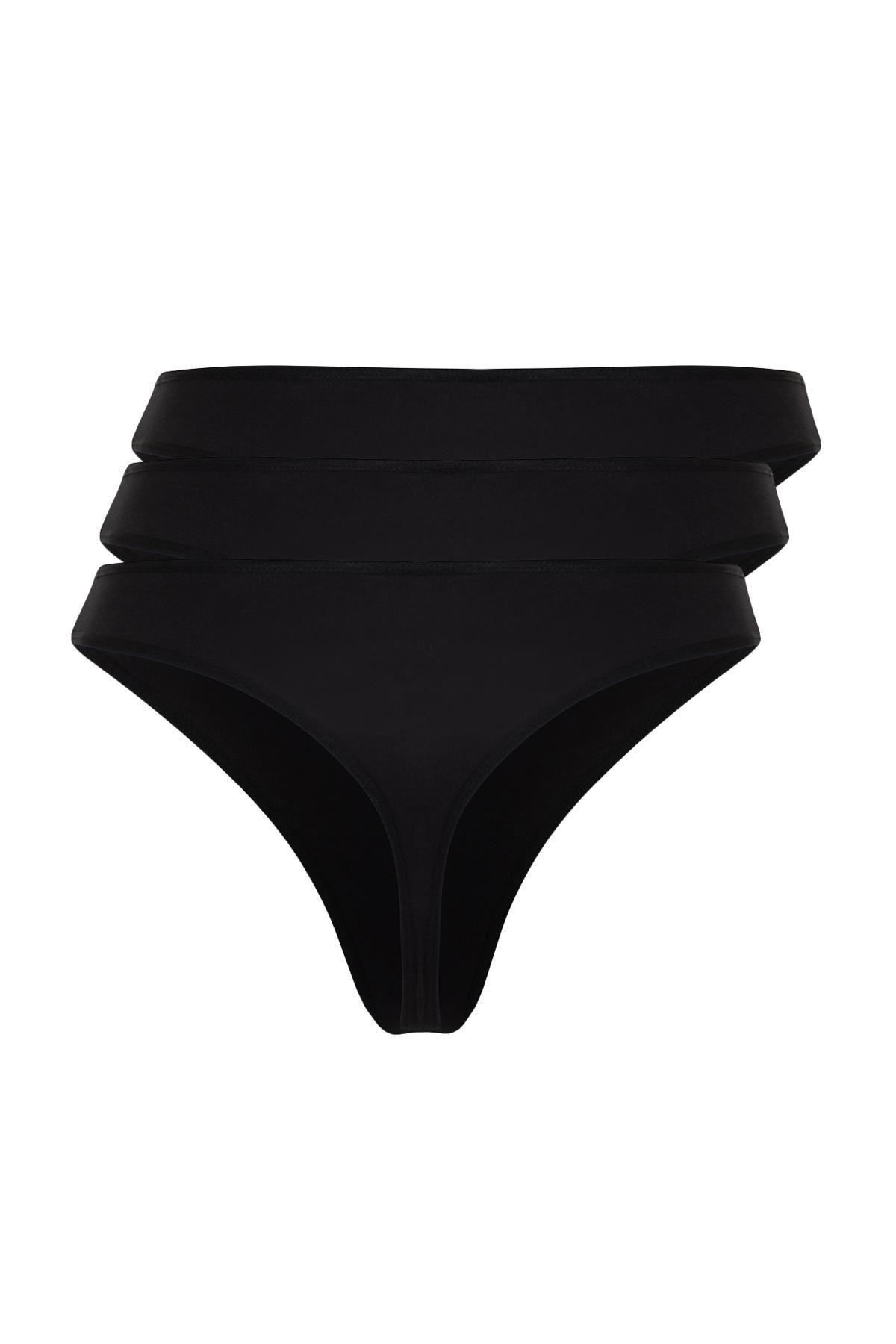 Black Plus Size Briefs , Set Of 3, , large image number 1