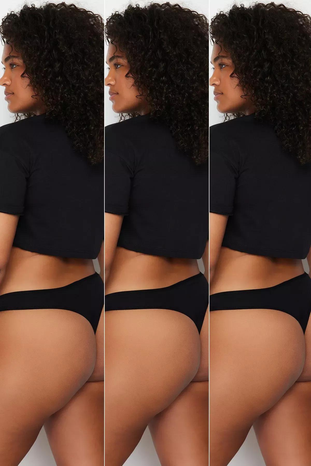 Black Plus Size Briefs , Set Of 3, BLACK, large image number 1