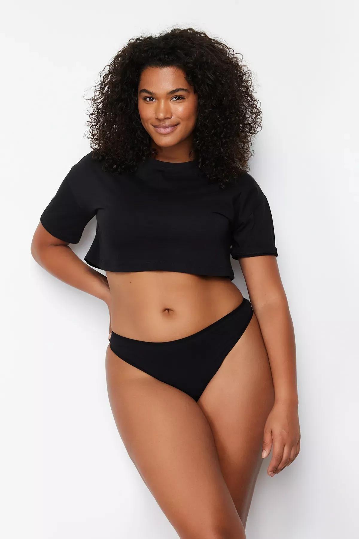 Black Plus Size Briefs , Set Of 3, BLACK, large image number 2