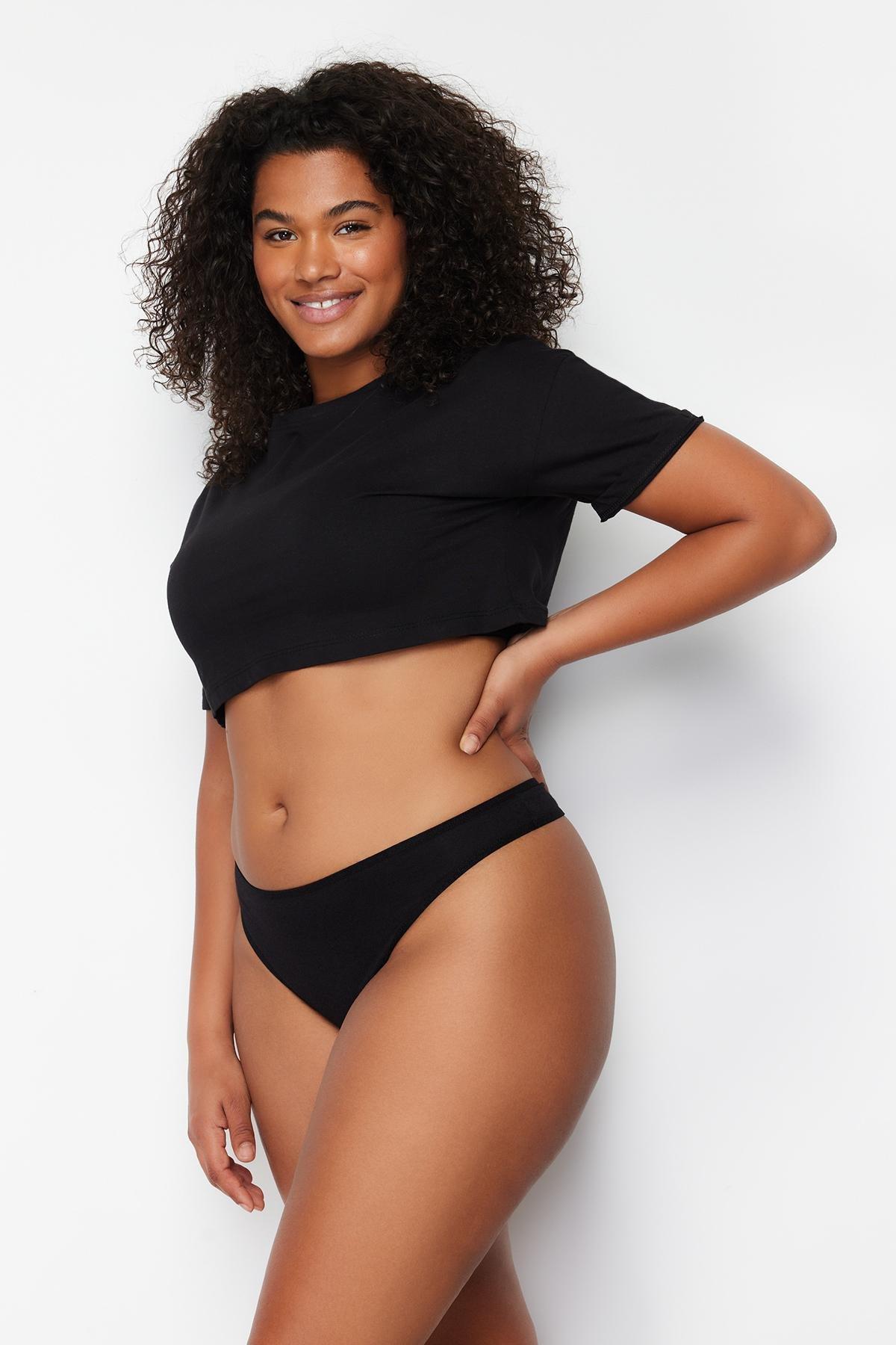 Black Plus Size Briefs , Set Of 3, , large image number 4