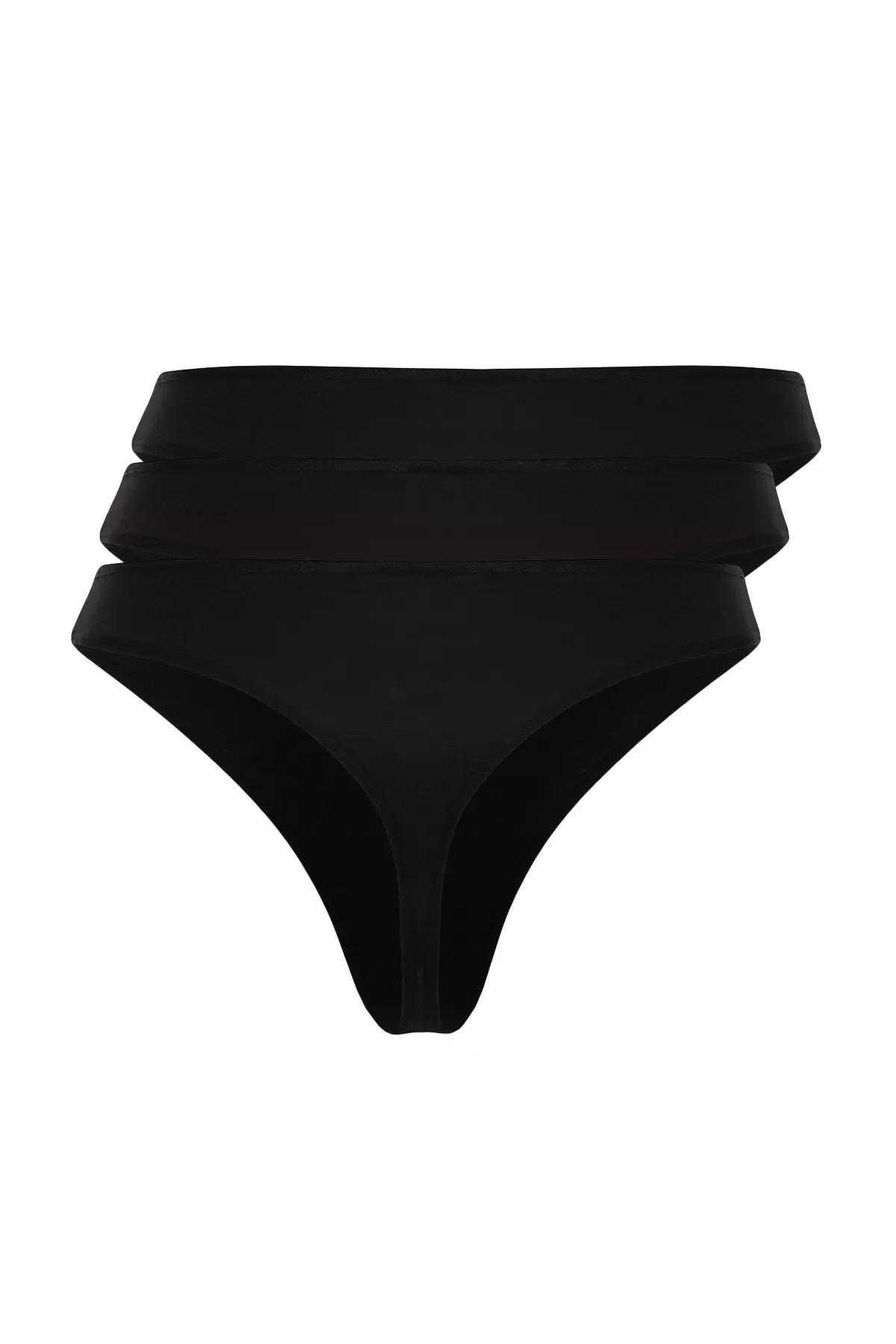 Black Plus Size Briefs , Set Of 3, , large image number 5
