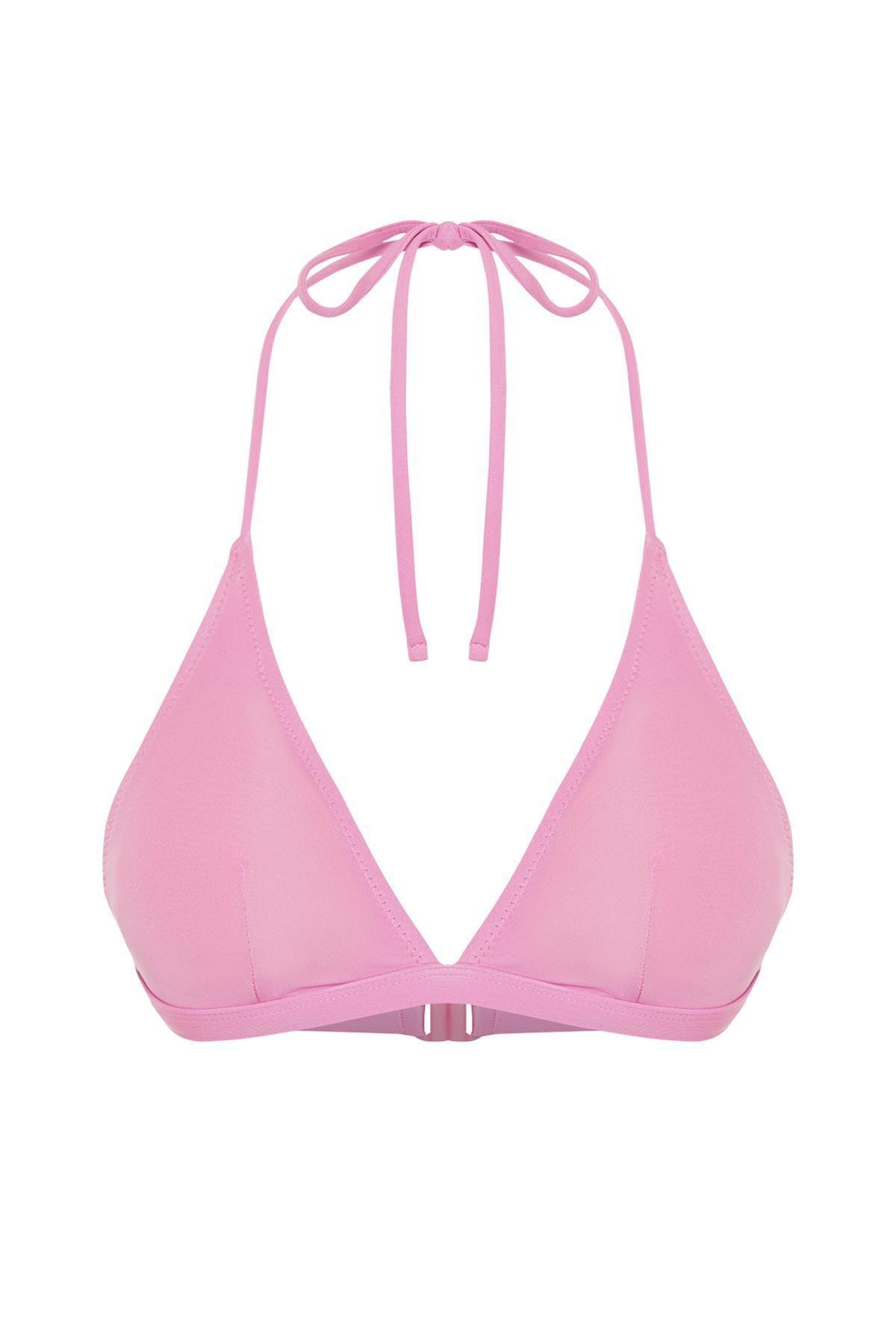 Pink Triangle Gathered Bikini Top, , large image number 4