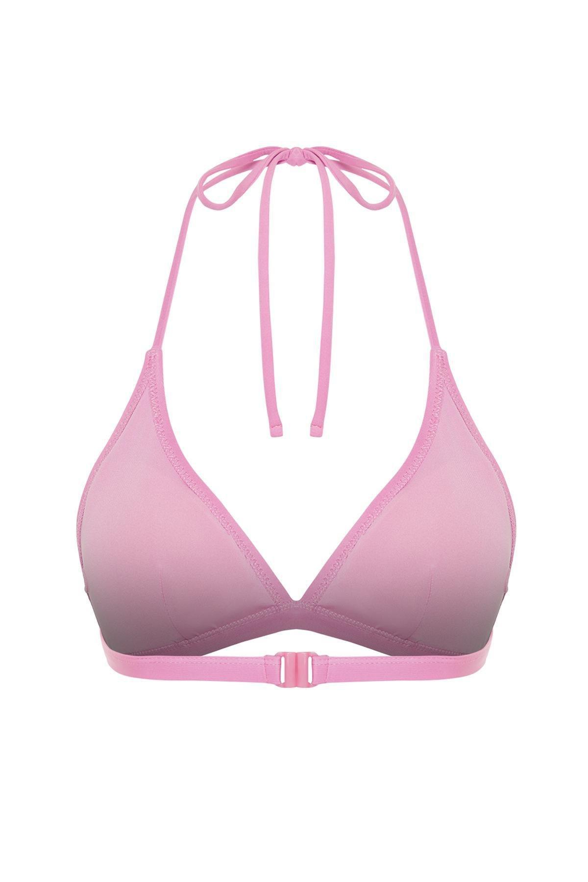 Pink Triangle Gathered Bikini Top, , large image number 5