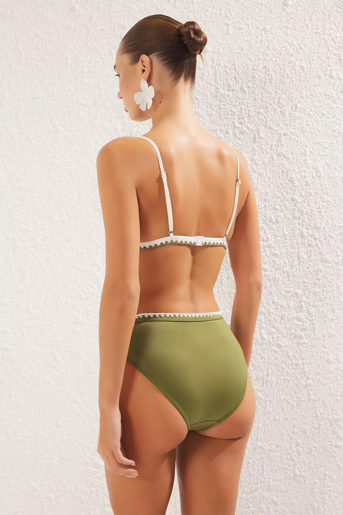 Khaki Triangle Embroidered Bikini Set, C101_4009, large image number 3