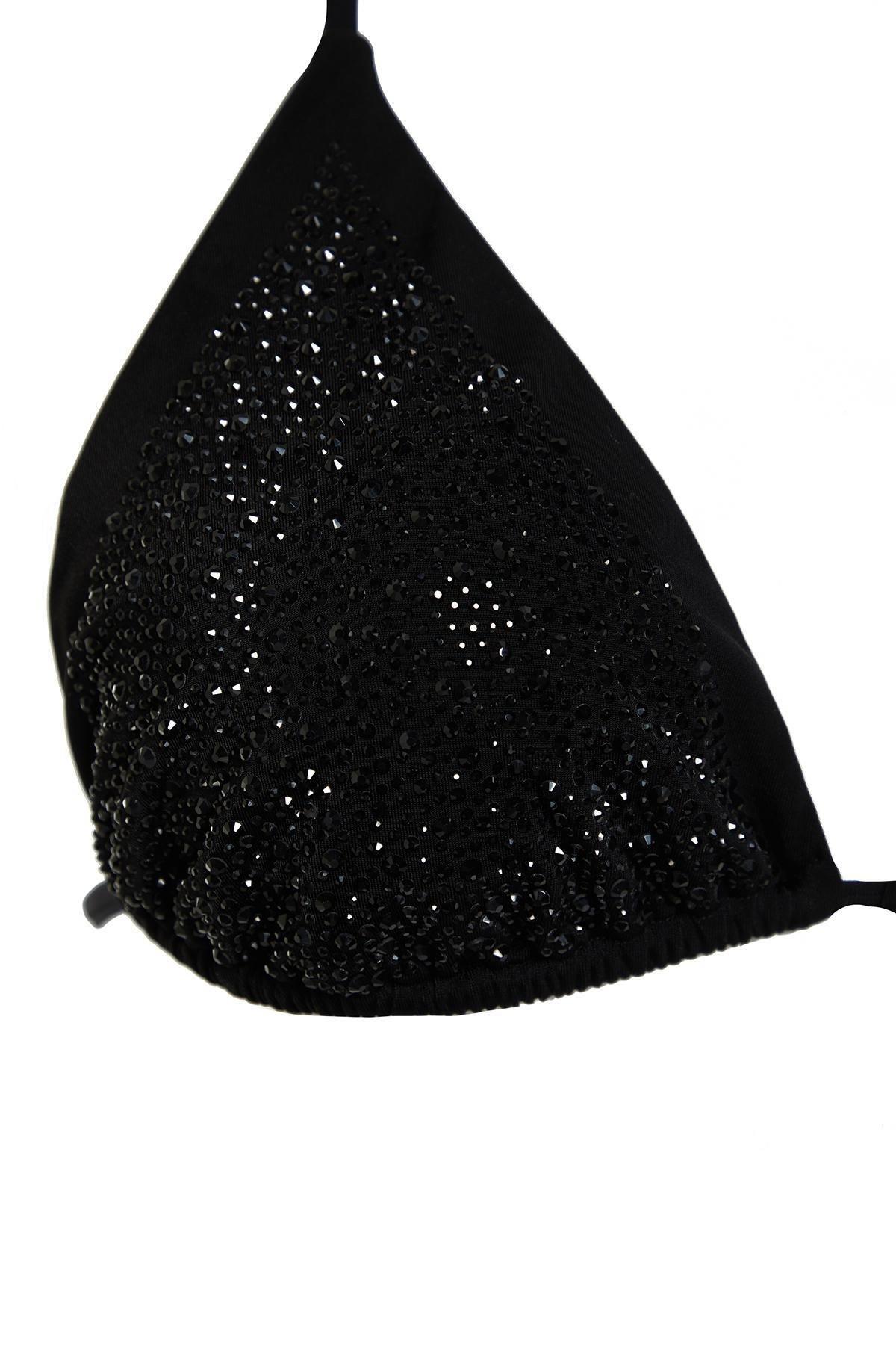 Black Triangle Stoned Bikini Set, , large image number 5