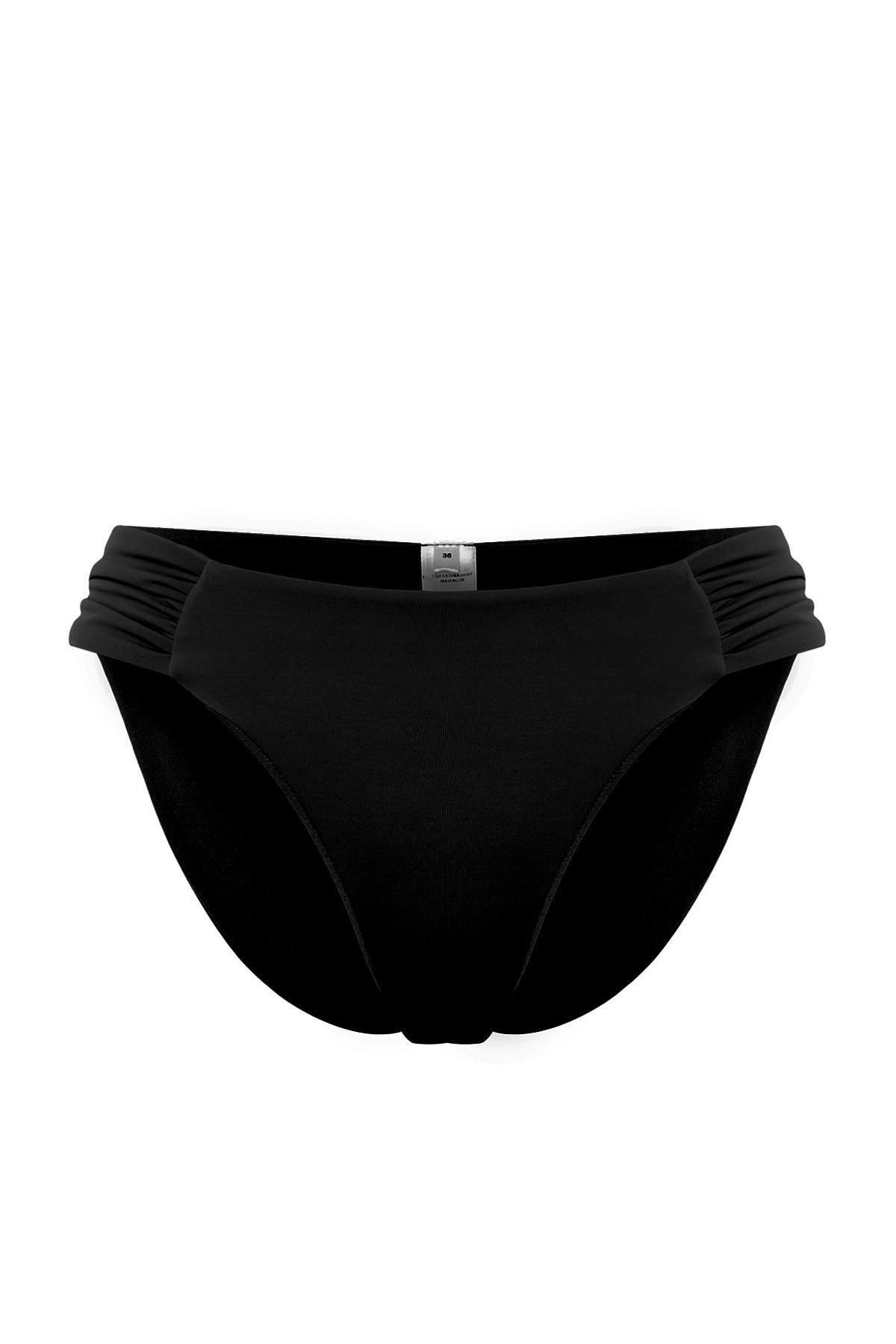 Black Gathered Bikini Bottoms, , large image number 4