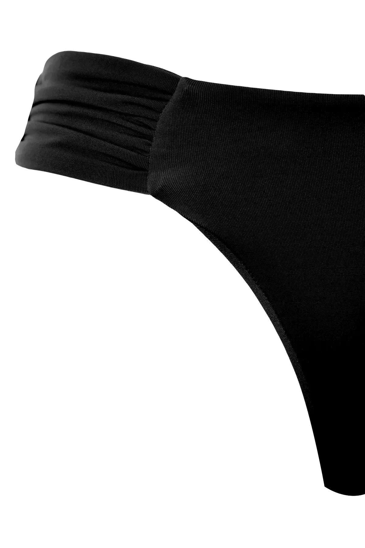 Black Gathered Bikini Bottoms, C101_2094, large image number 6