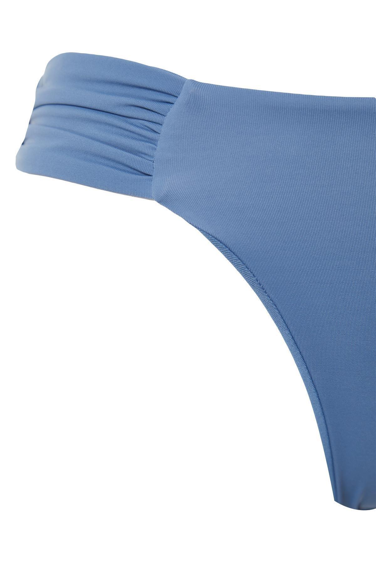 Trendyol - Blue Gathered Brazilian Bikini Bottom