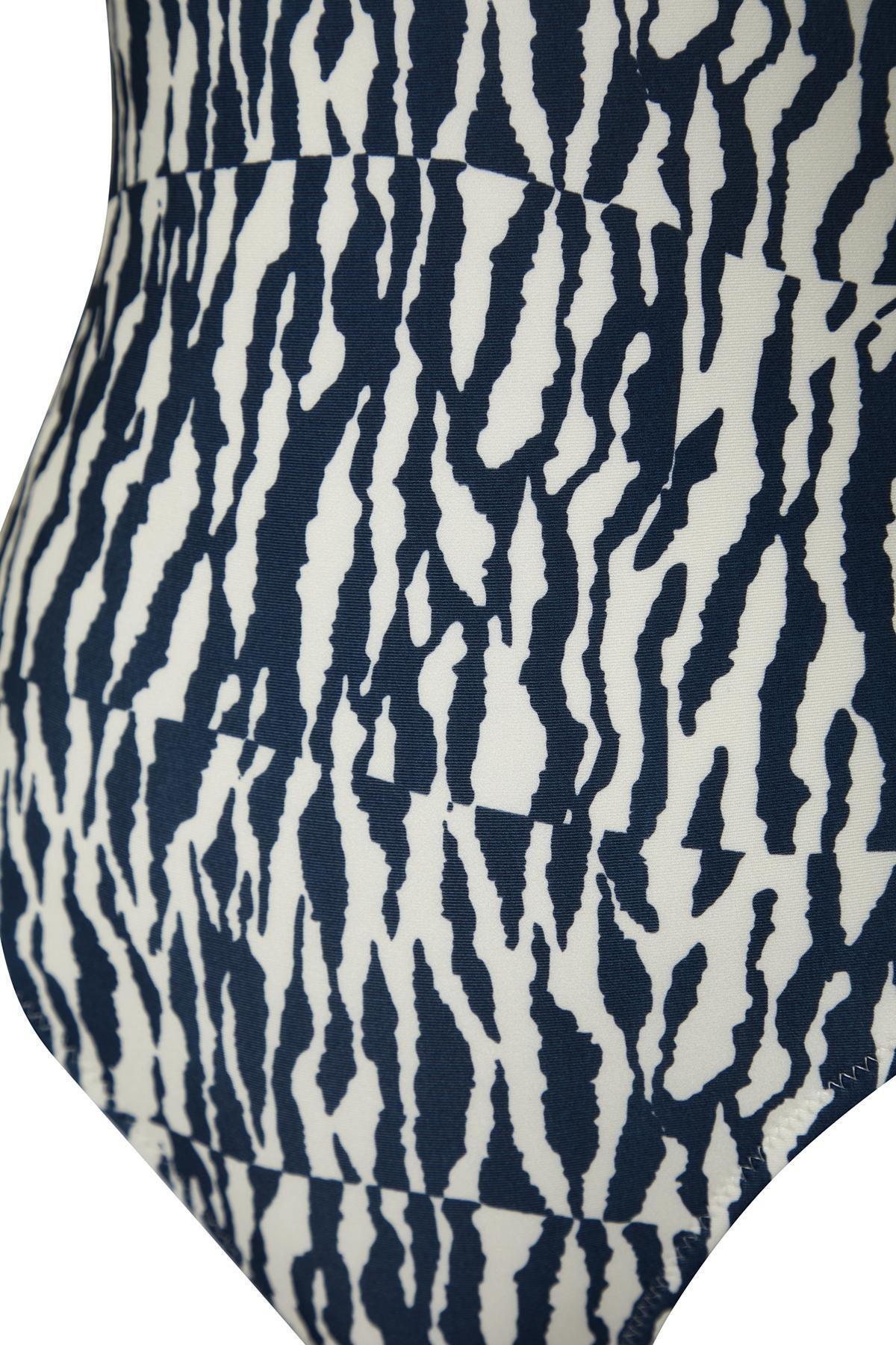 Multicolour Animal Print One-Shoulder Swimsuit, , large image number 5