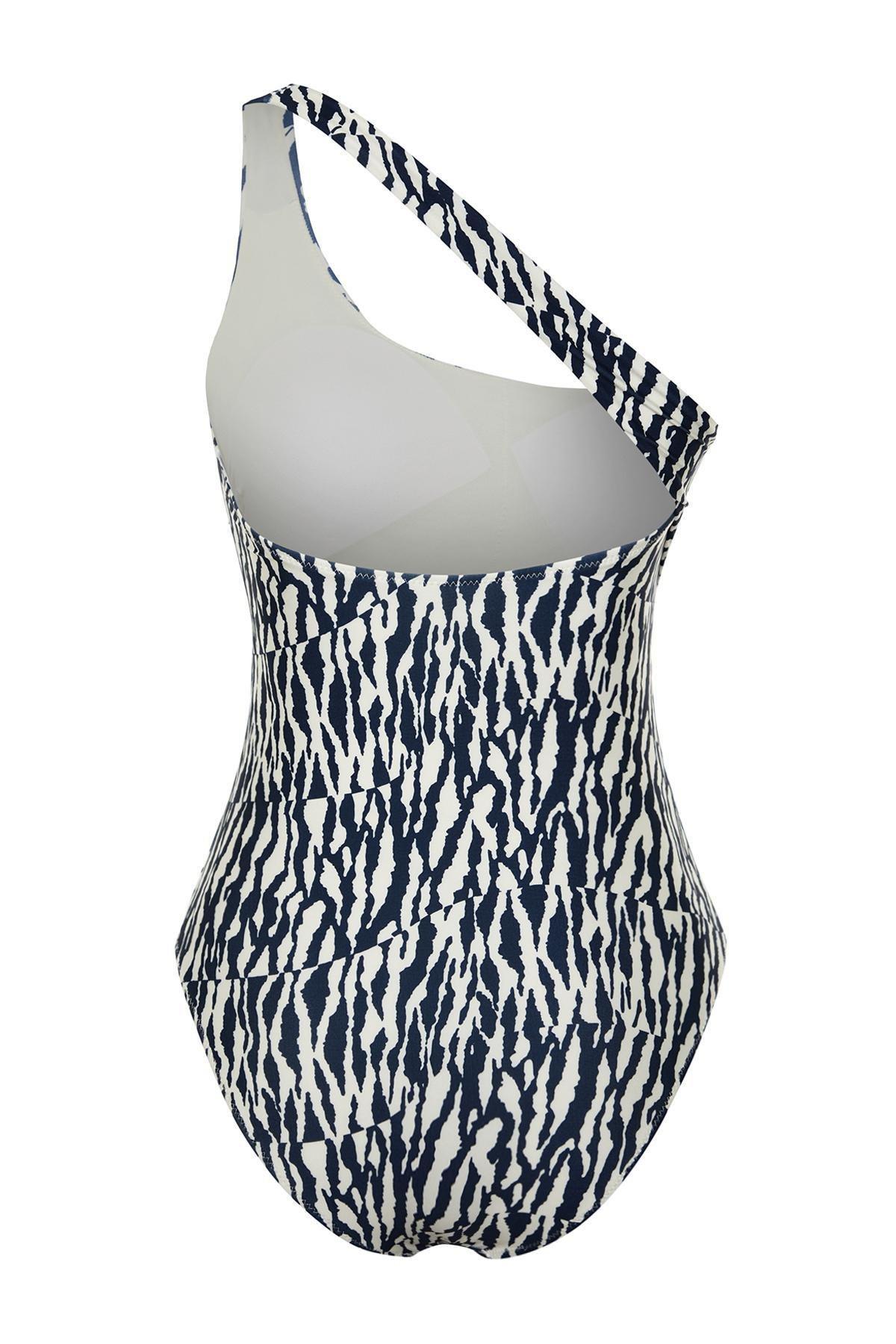 Trendyol - Multicolour Animal Print One-Shoulder Swimsuit
