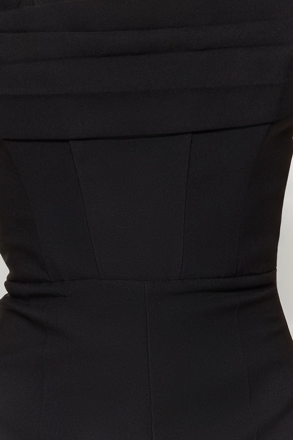 Black Woven Corset Detailed Jumpsuit, , large image number 4