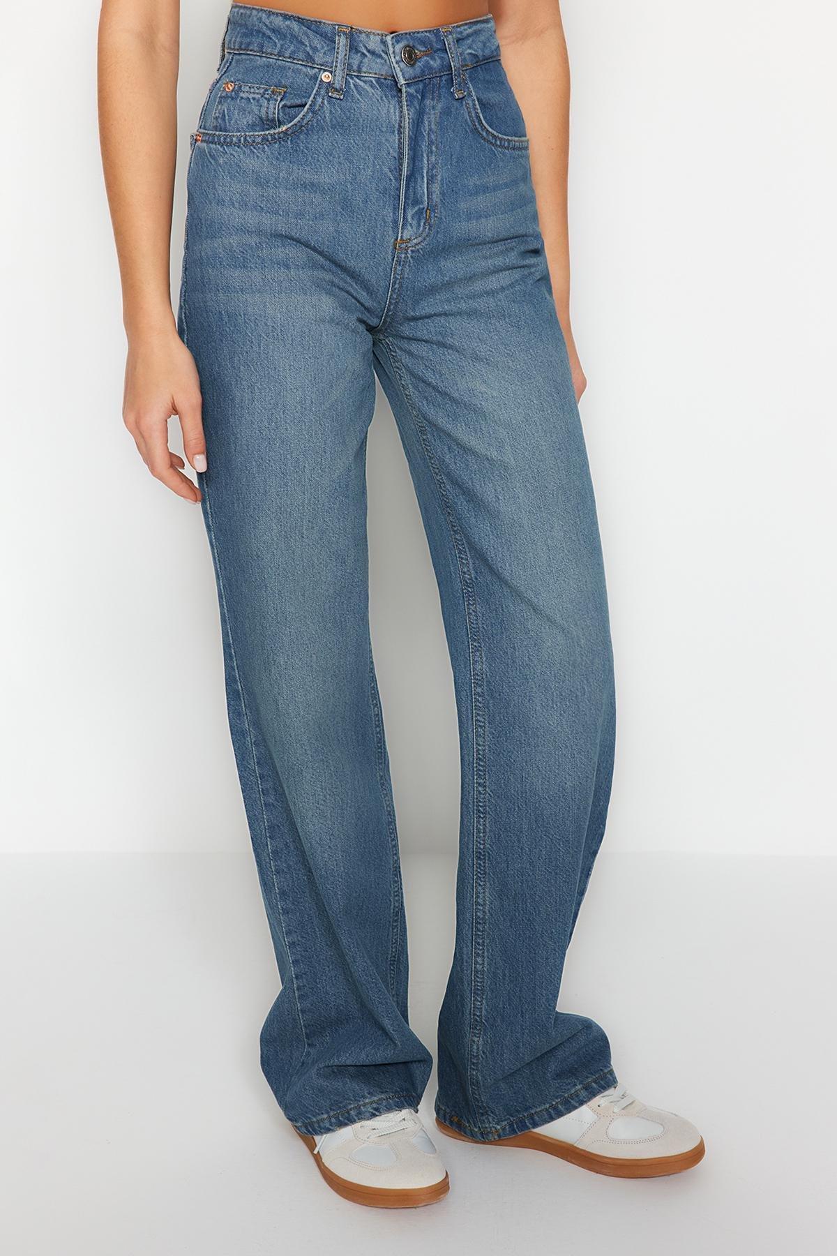 Blue Summer Thin Fabric Wide Leg Jeans, , large image number 0