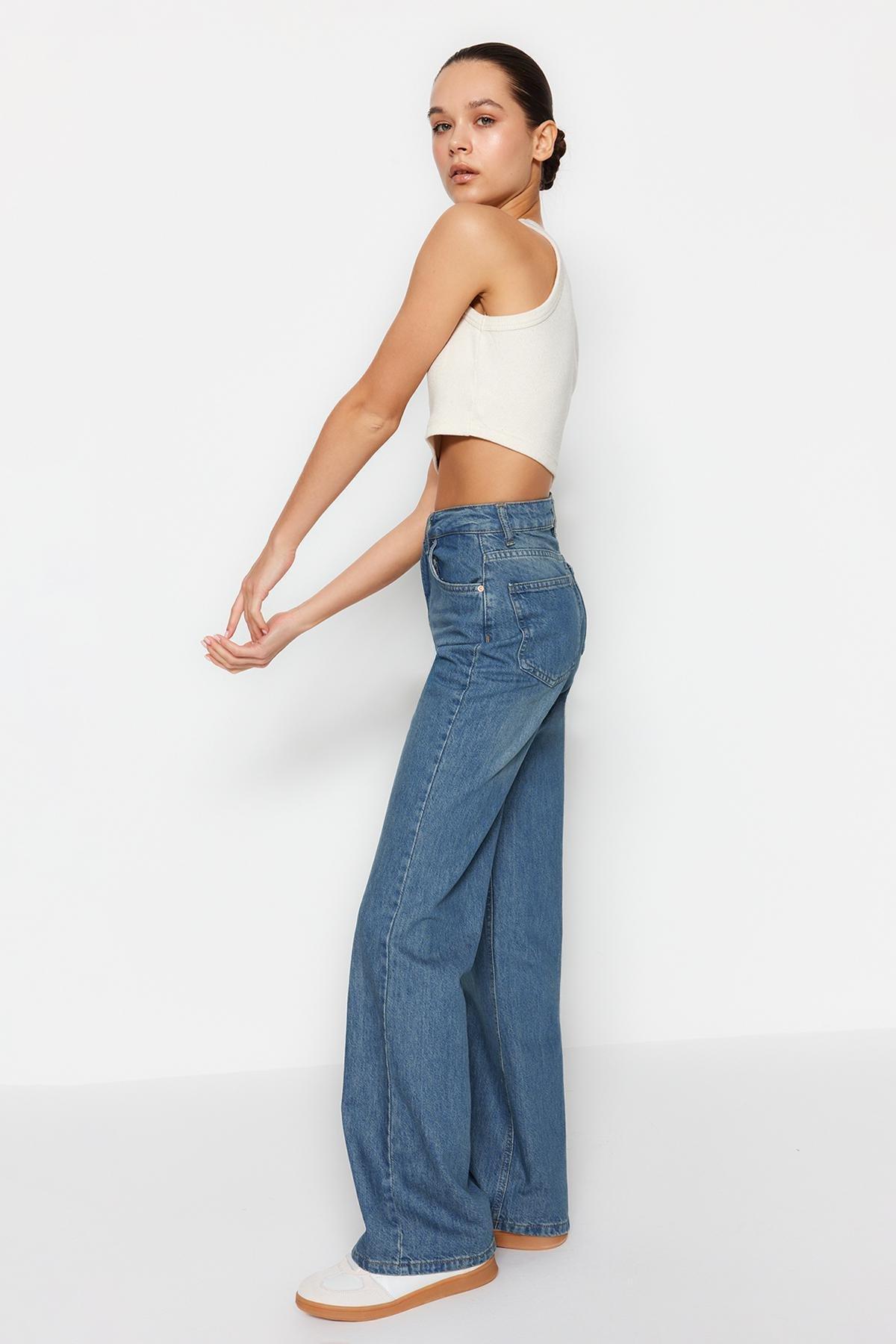 Blue Summer Thin Fabric Wide Leg Jeans, , large image number 2