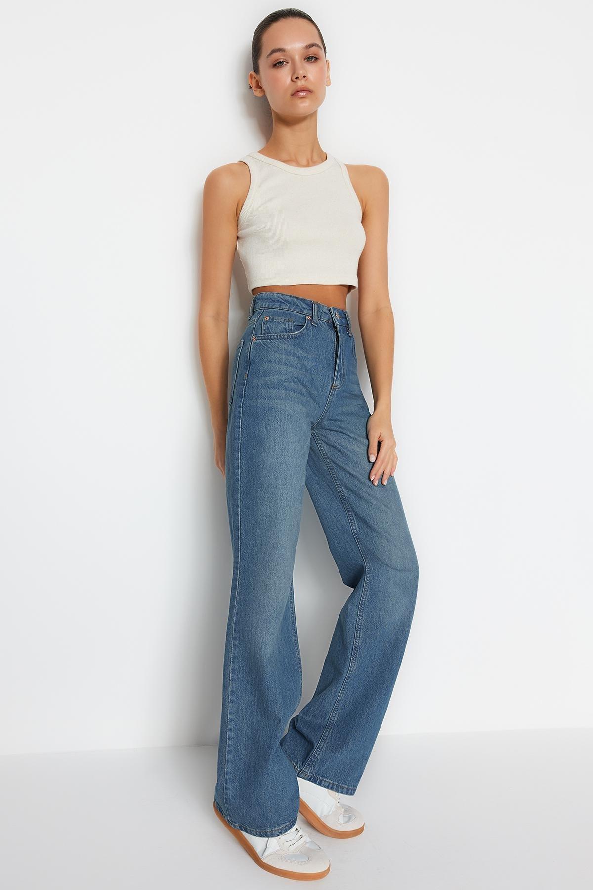 Blue Summer Thin Fabric Wide Leg Jeans, , large image number 3