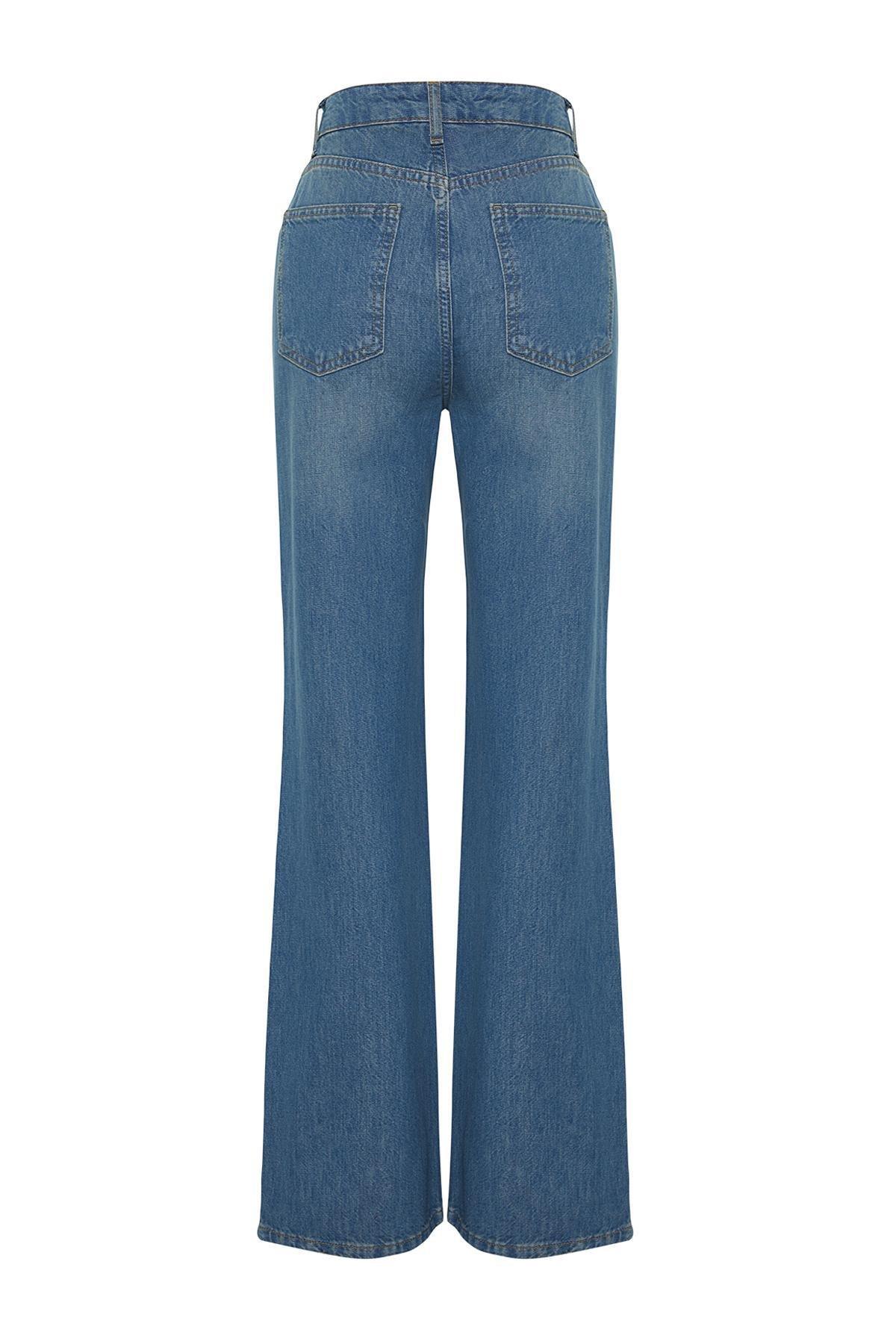 Blue Summer Thin Fabric Wide Leg Jeans, , large image number 6