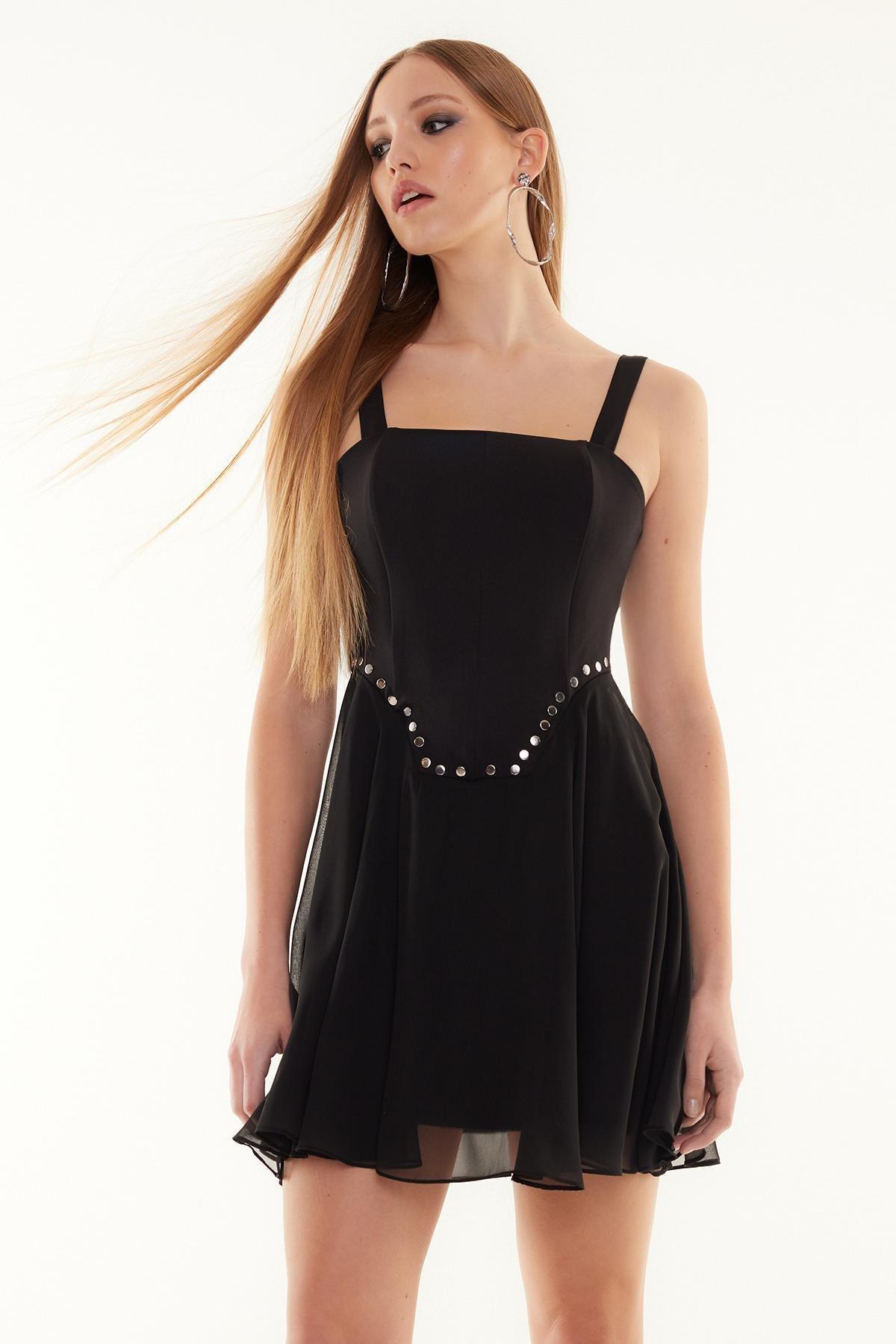 Black Open Waist Dress, , large image number 1